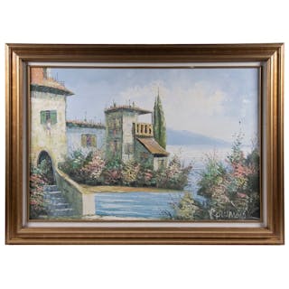 MEDITERRANEAN OIL PAINTING, SIGNED "BOWMAN"