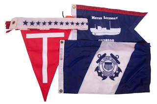 (2) COAST GUARD COMMISSIONING BANNERS & (2) REPRO COAST GUARD FLAGS