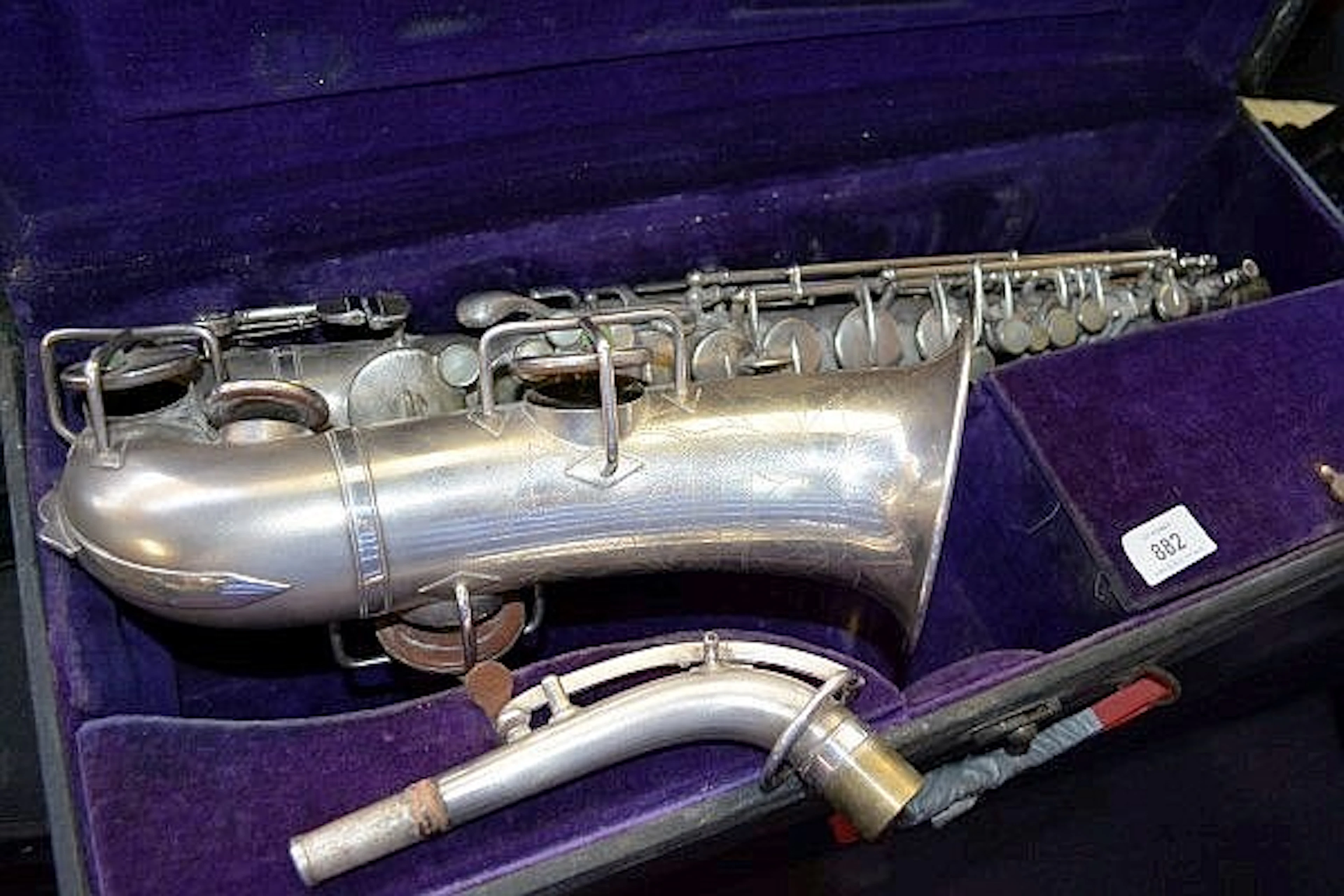 An antique American made alto saxophone,