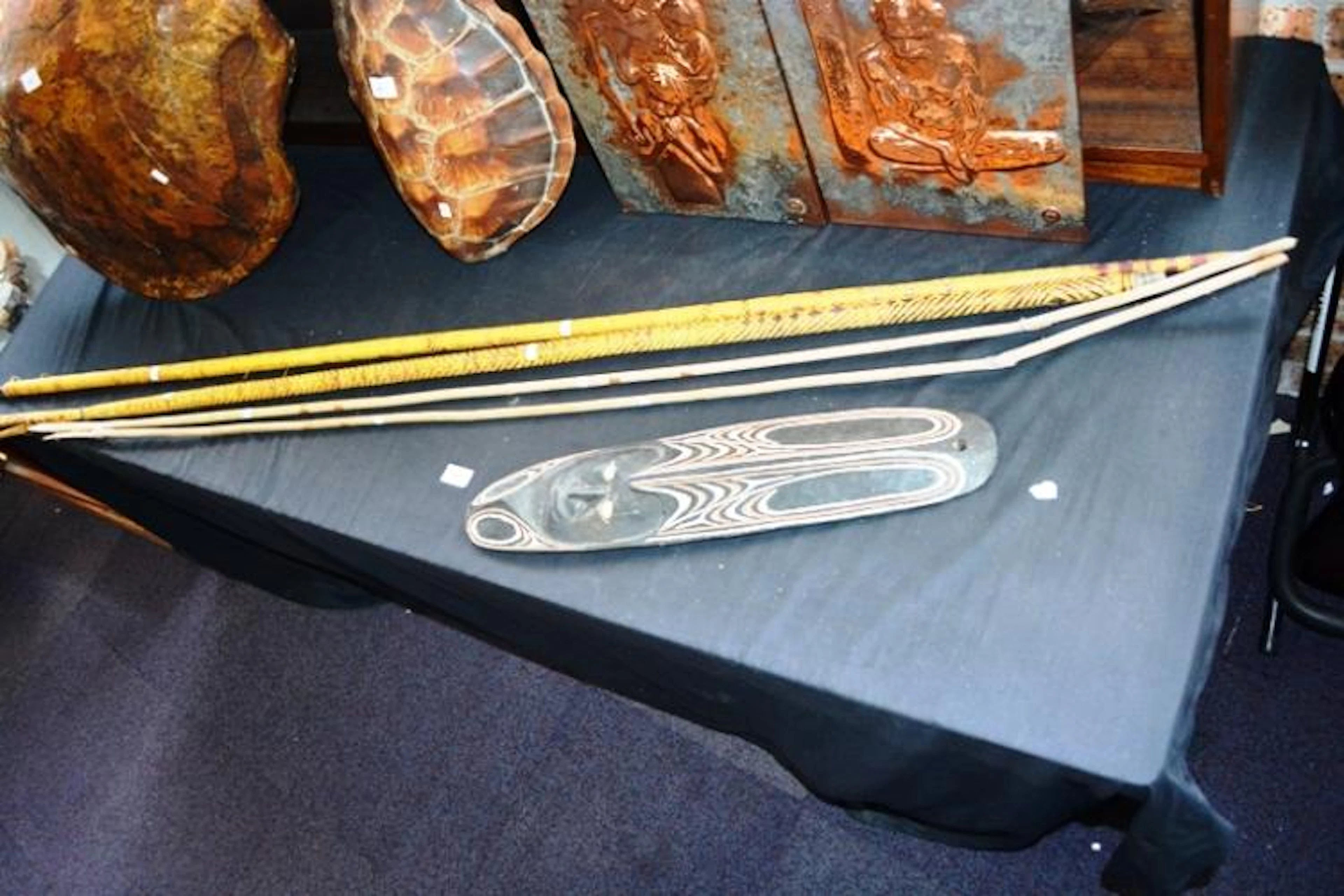 Collection of 4 various tribal cane spears