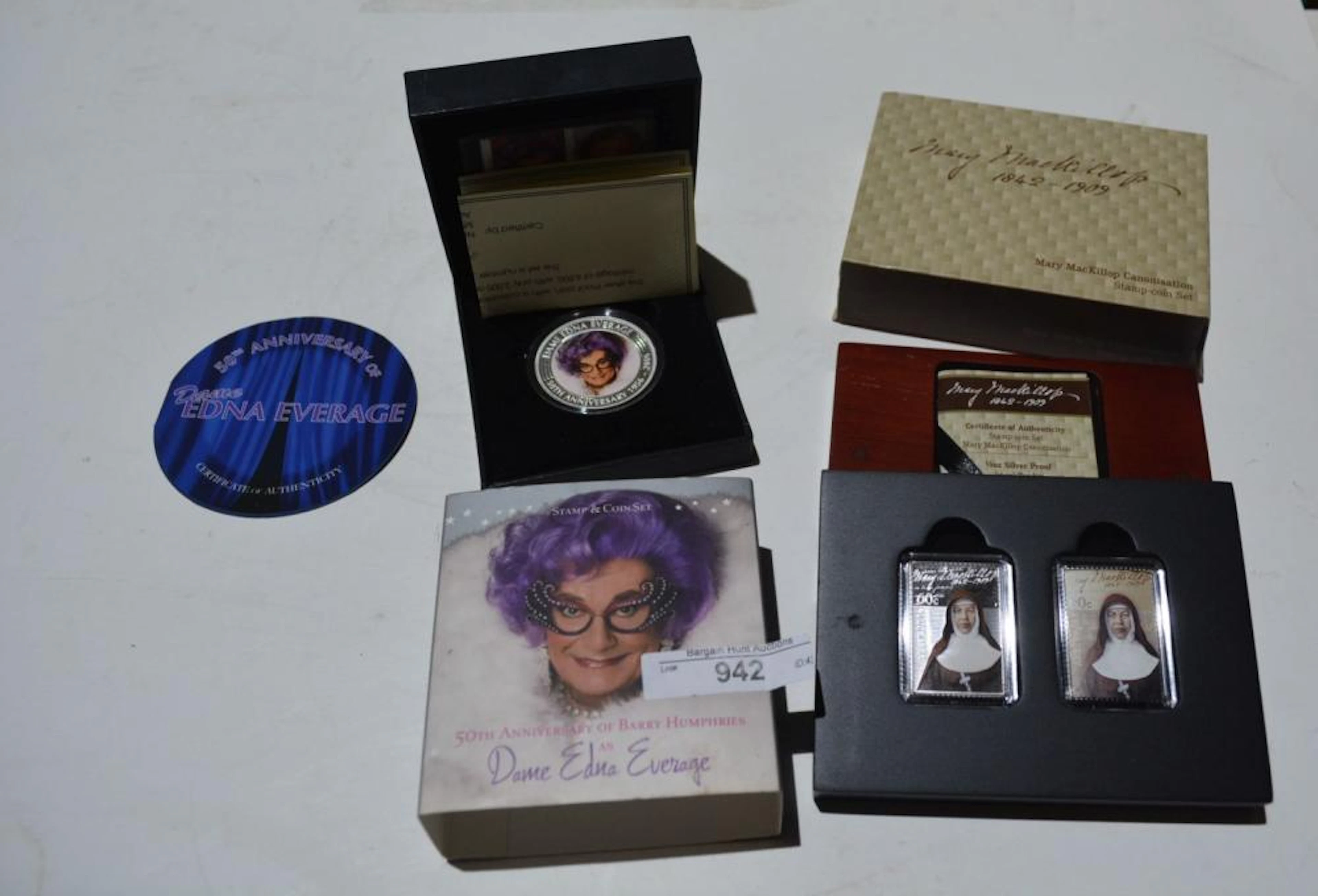 2 x stamp and coins sets incl.