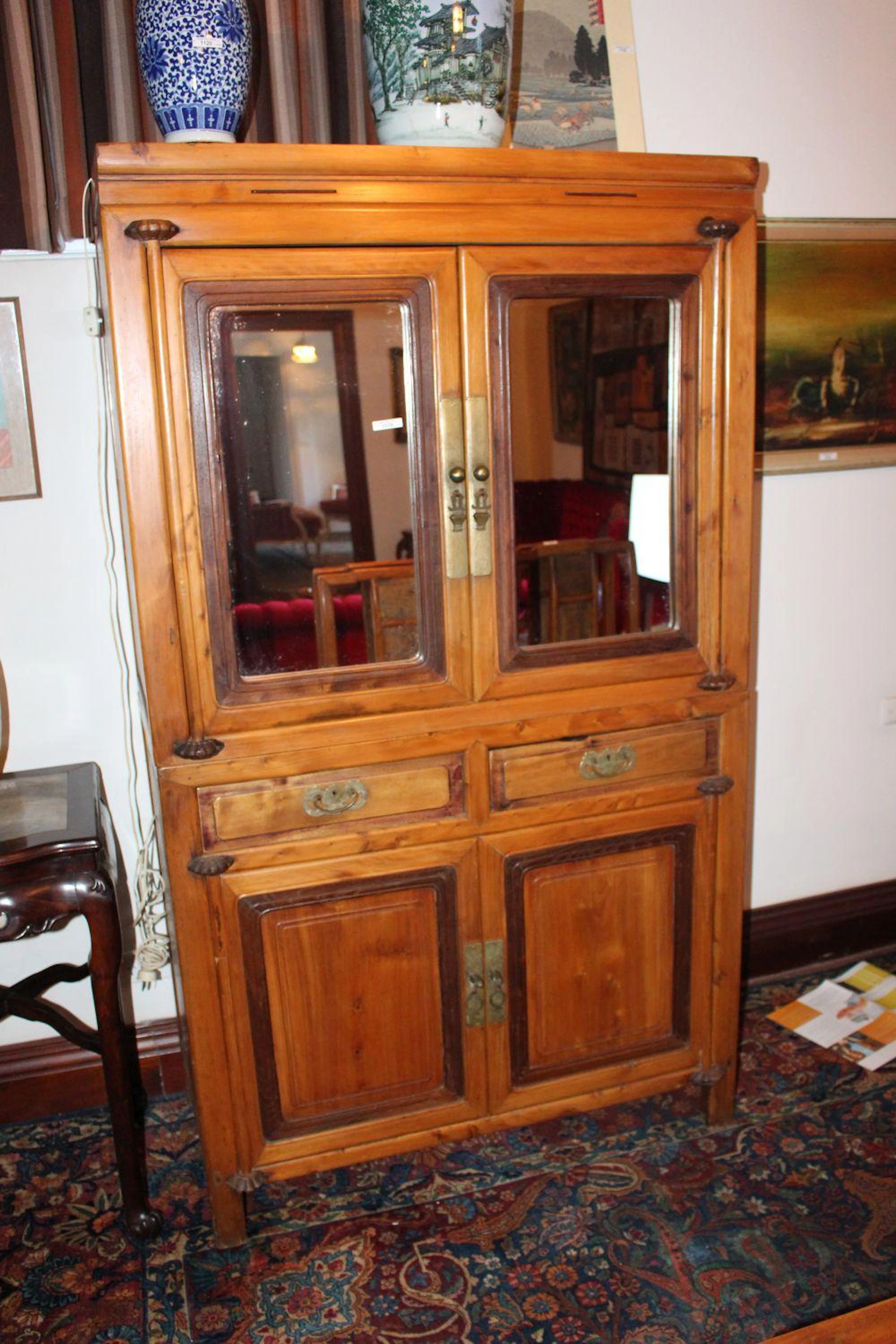 Antique Chinese elm wedding chest,