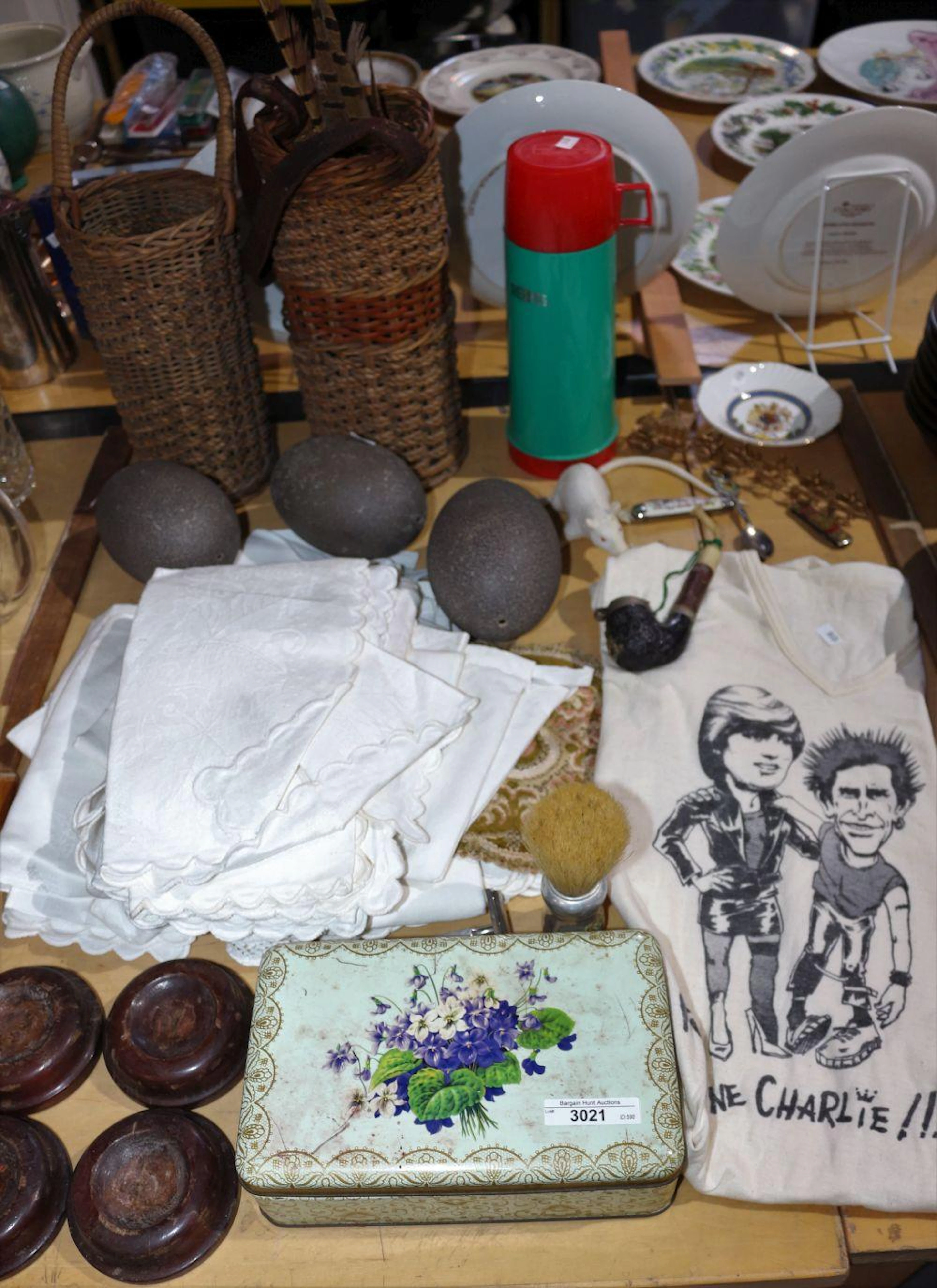 Three various blown emu eggs,