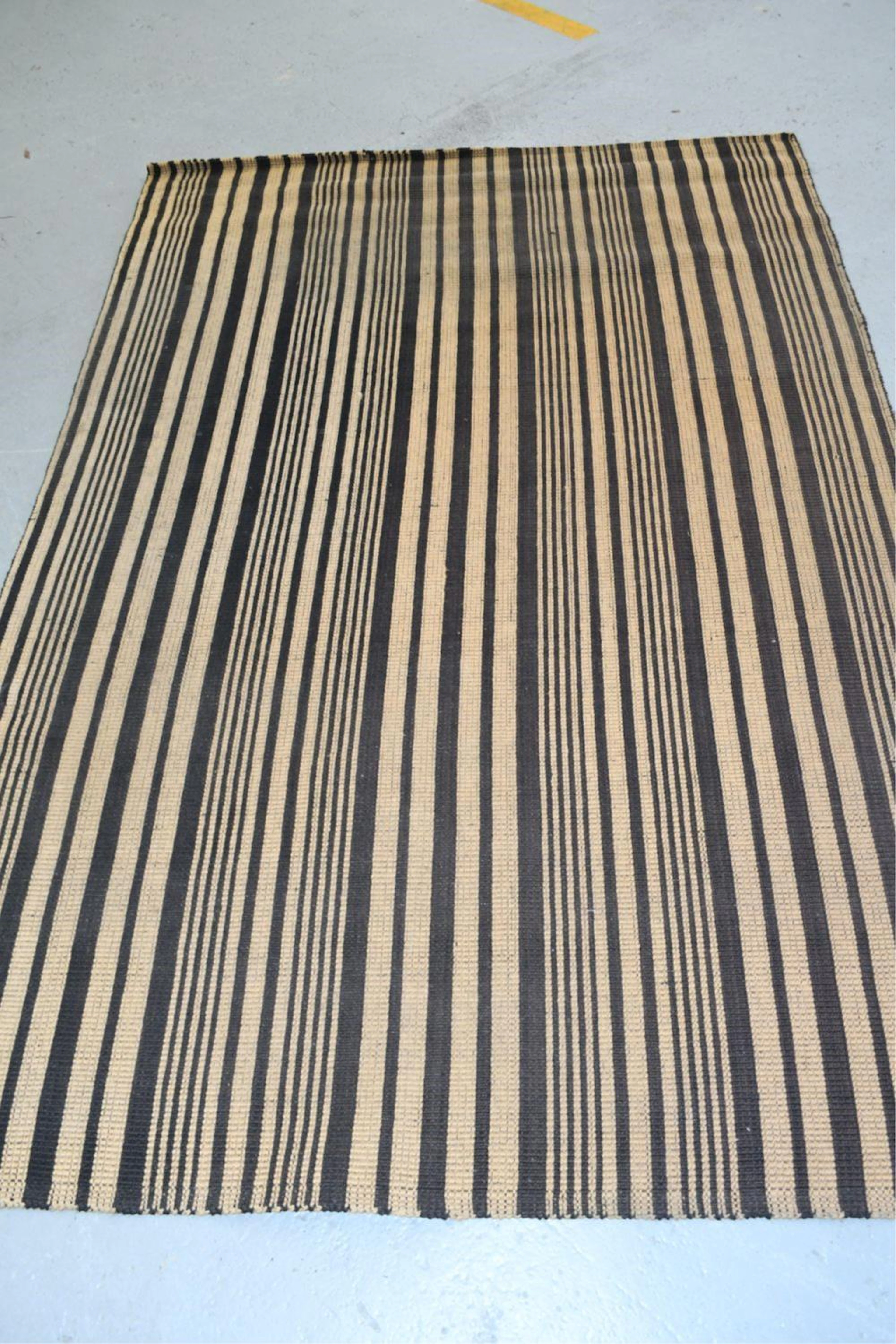 Modern two tone black and tan Coir rug,
