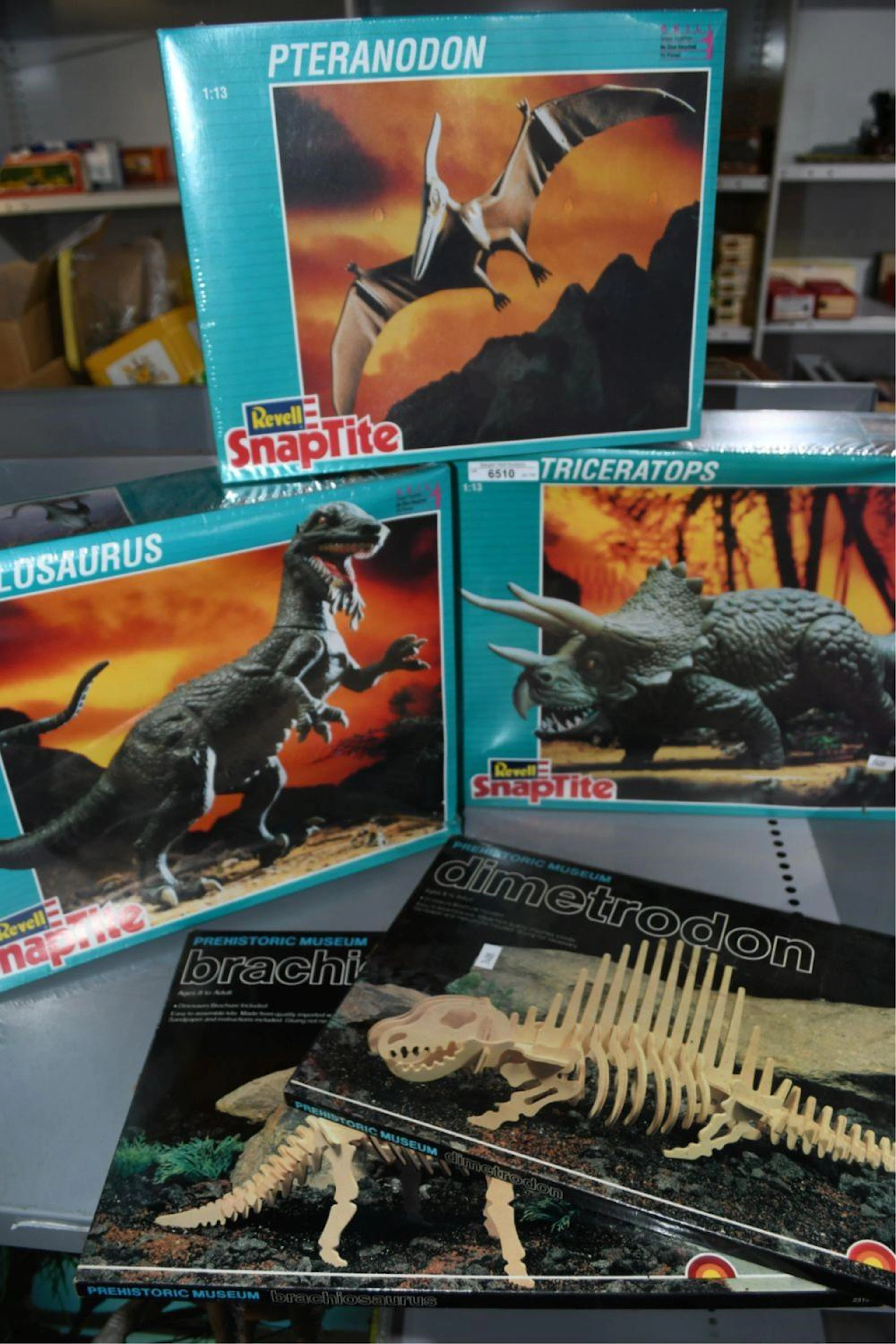 Five model dinosaur kits