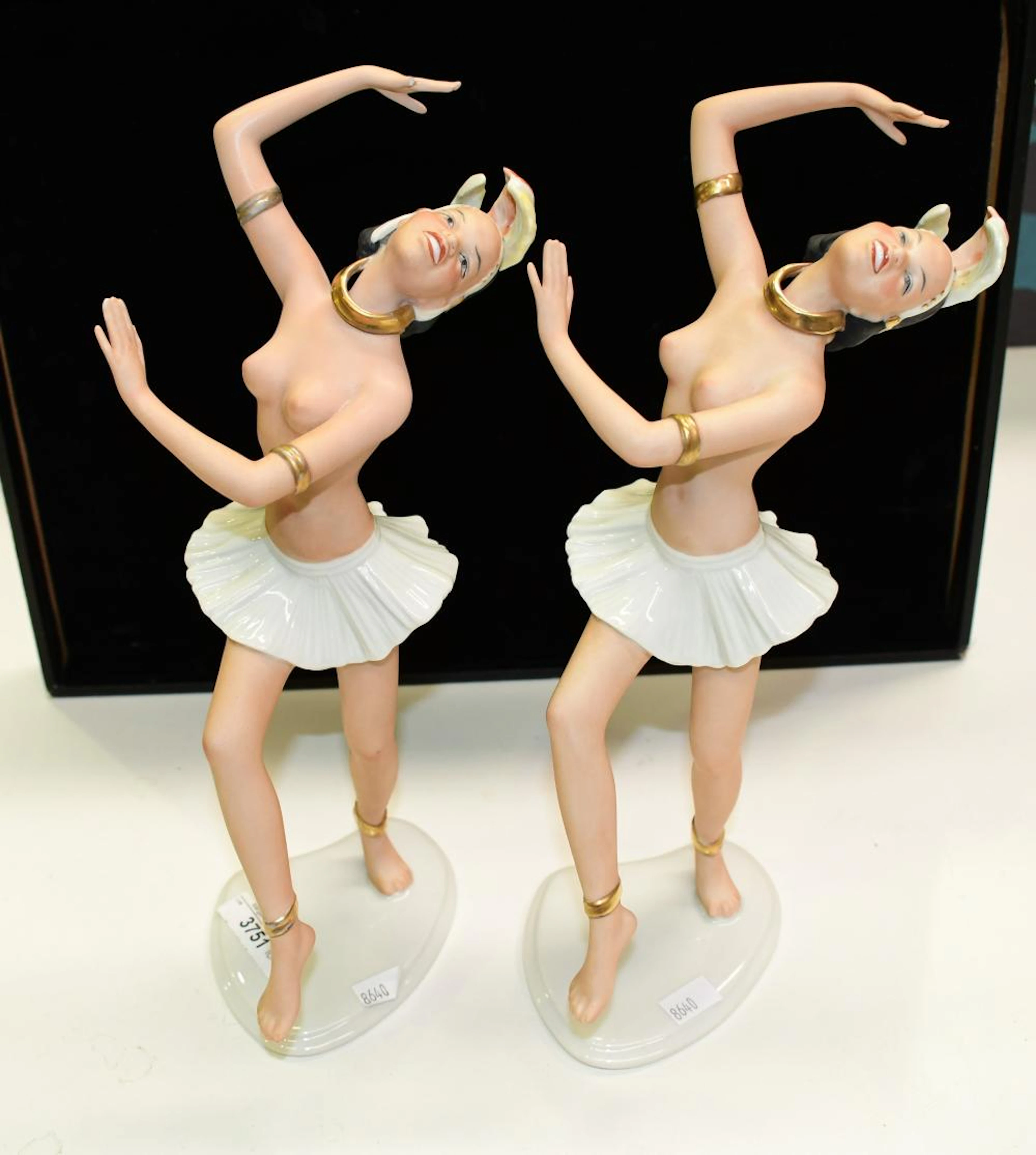 Pair Wallendorf Josephine Baker figurines, 30 cm. (11.81 in.)
