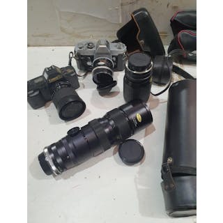 Assorted cameras and accessories incl