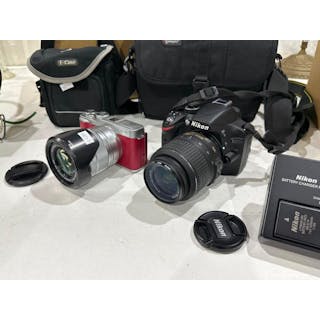 Assorted cameras and accessories inc, Nikon D3200 and Fujinon X-A1.