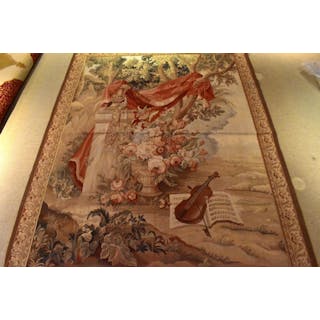 A large Flemish style wall hung woolwork tapestry...
