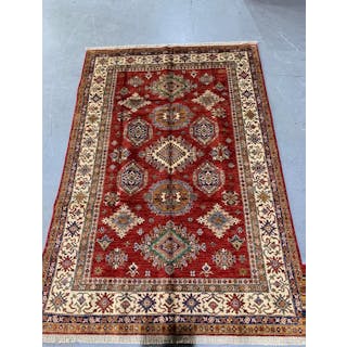 Fine Handmade Afghan Super Kazak rug, pure wool. 242cm x 168cm.