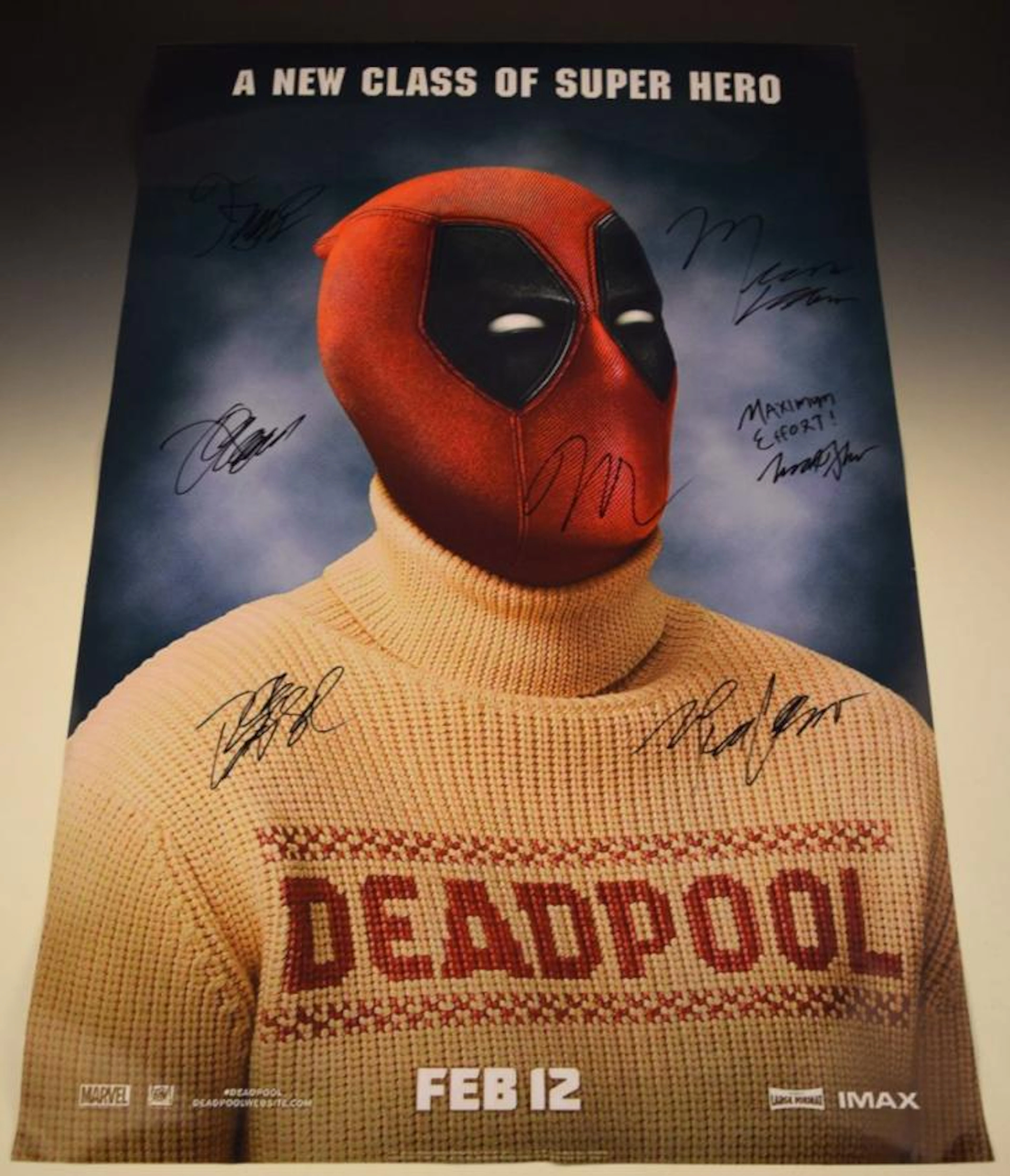 Deadpool Premiere Cast Signed Movie Poster
