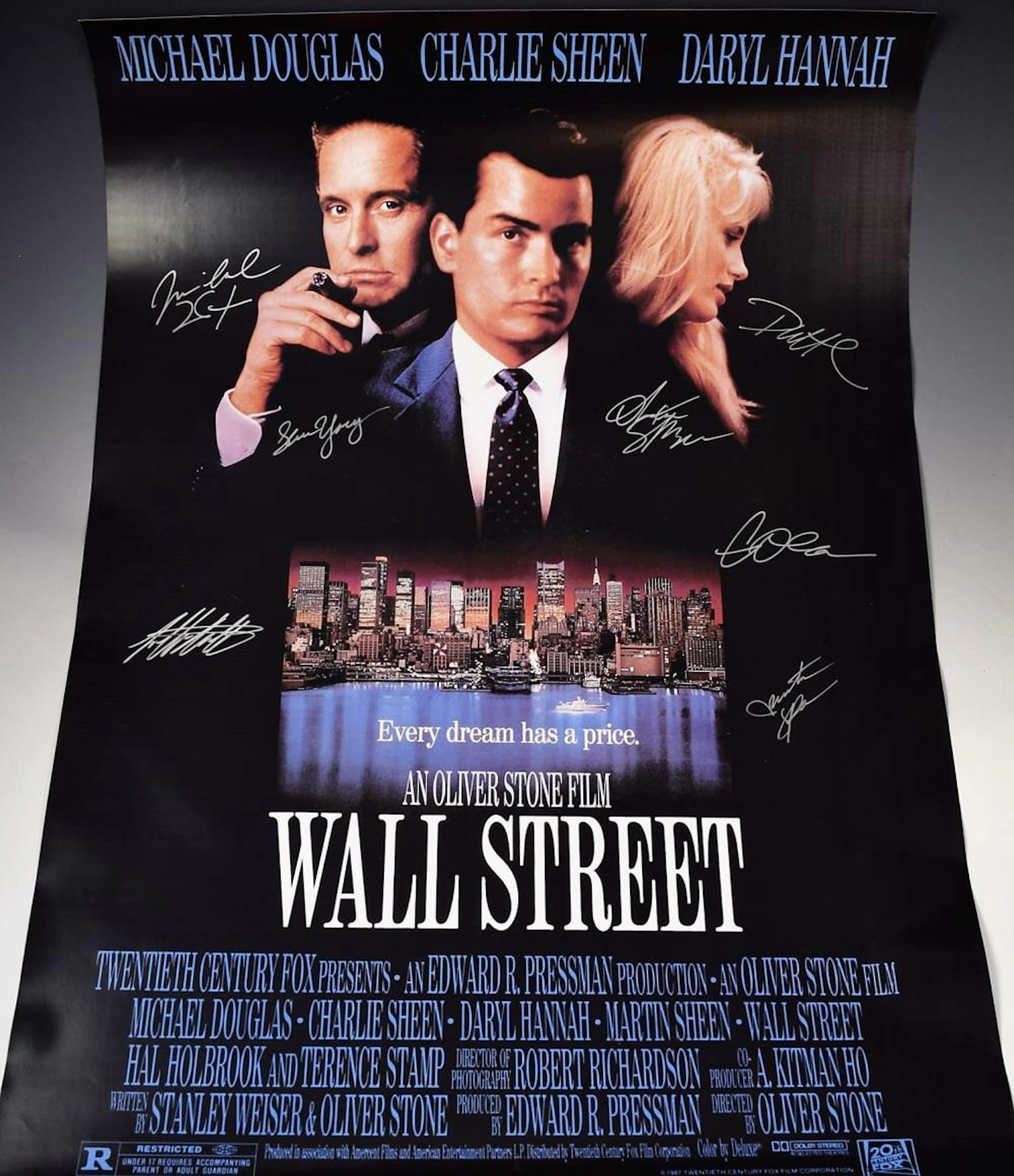 Wall Street Cast Signed Movie Poster