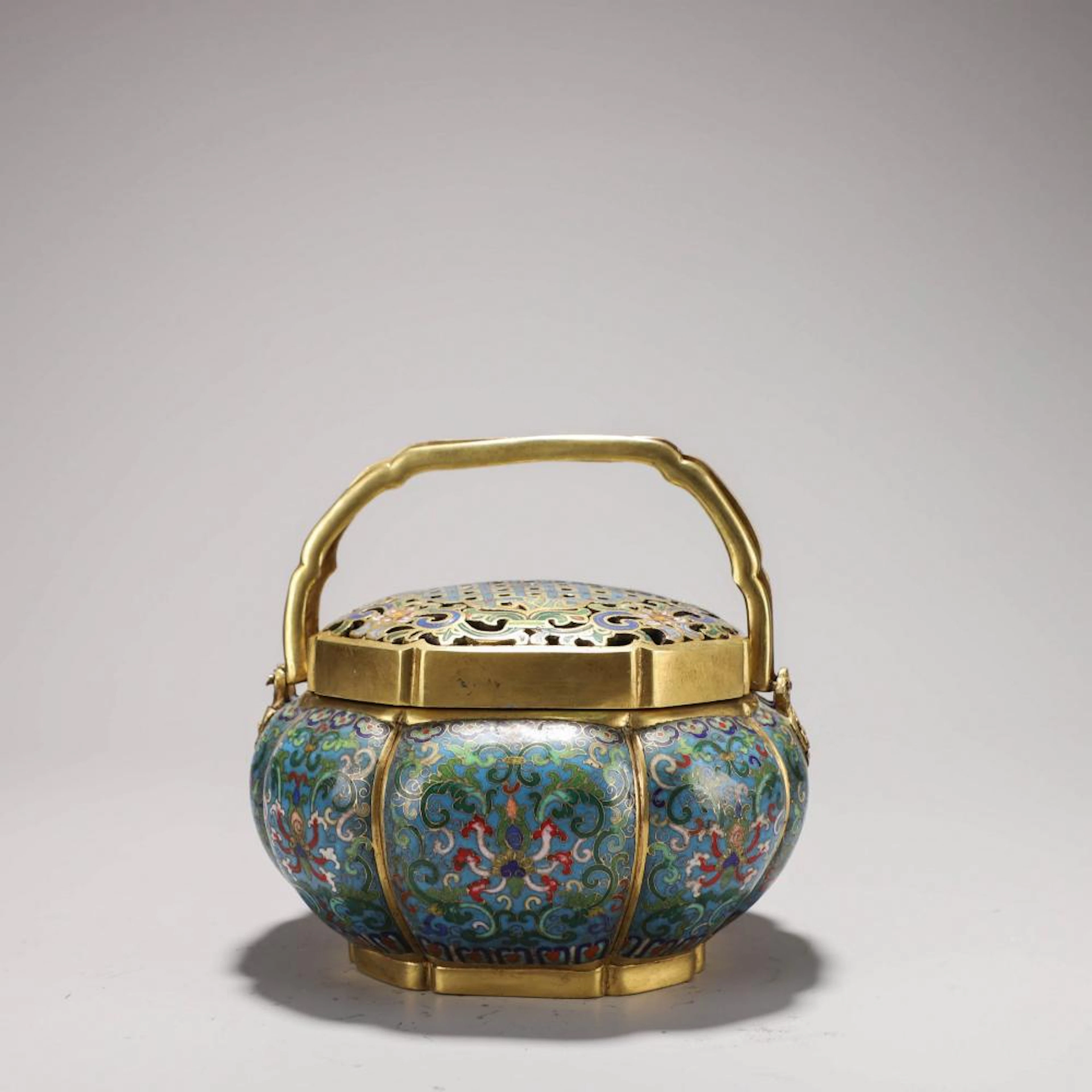 A Chinese Cloisonne Enamel Lobed Censer Marked Lu Xiang Jing She