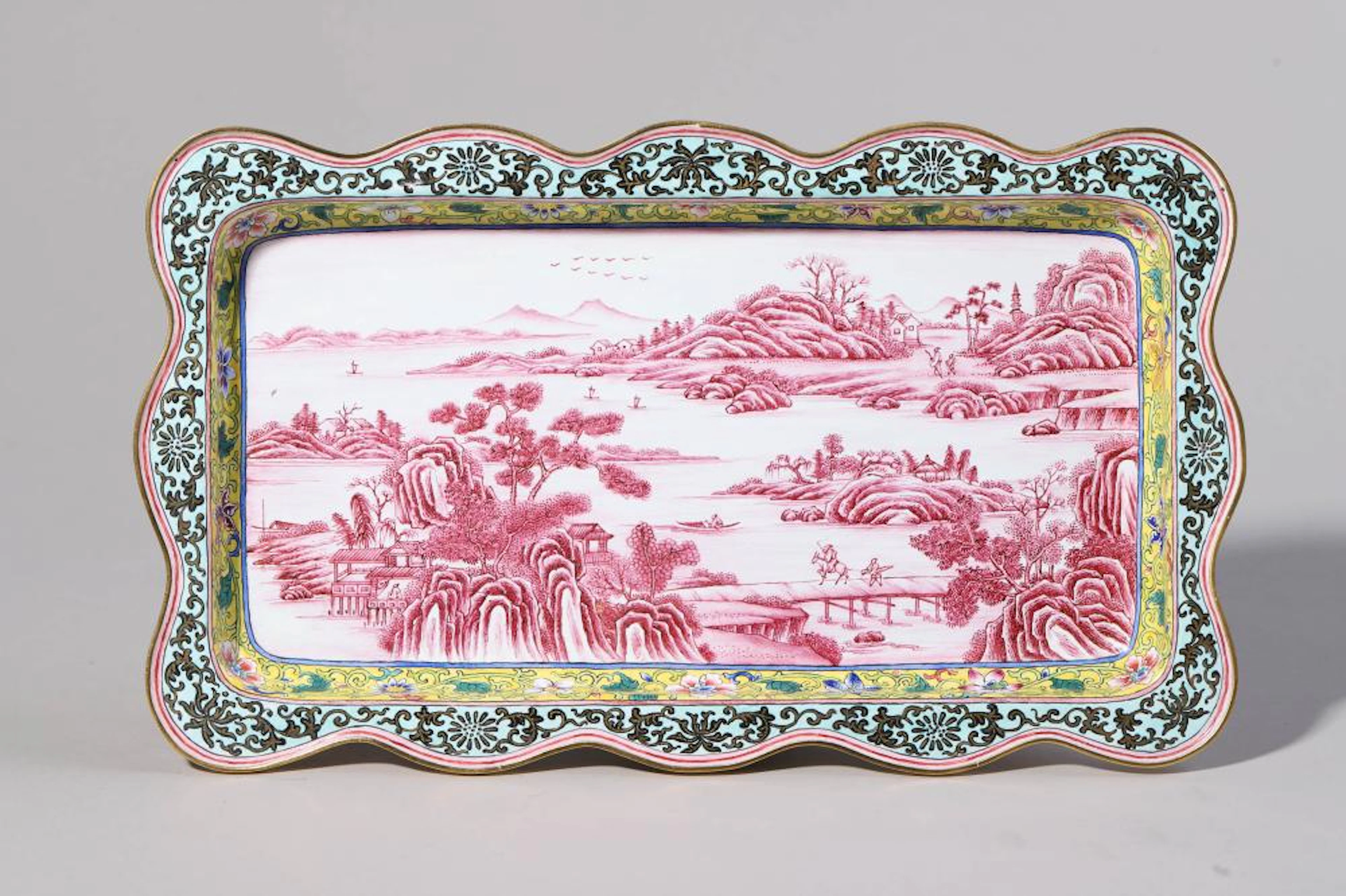 Falangcai Glaze Landscape Tray