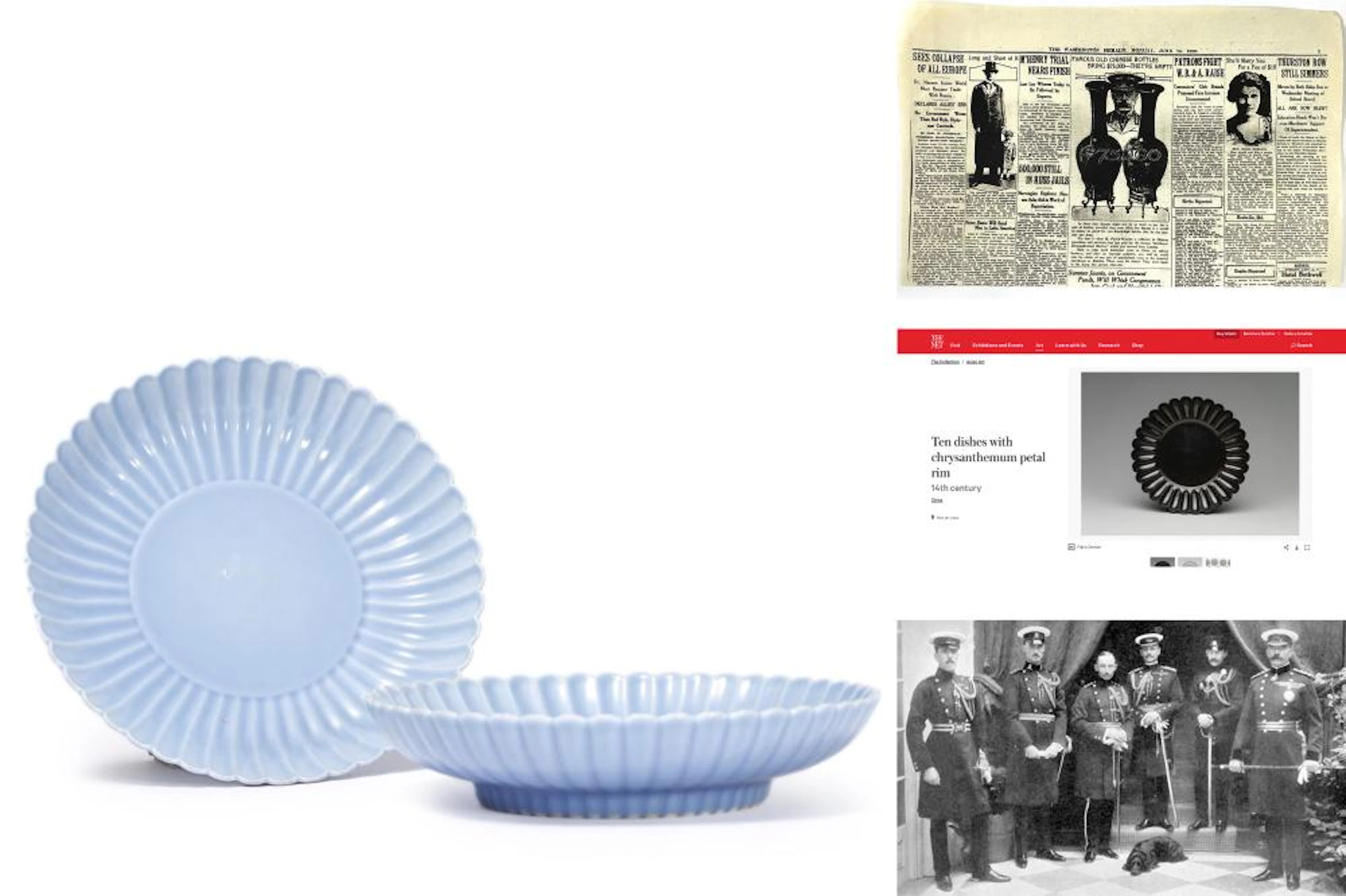 Blue Glaze Chrysanthemum Dish