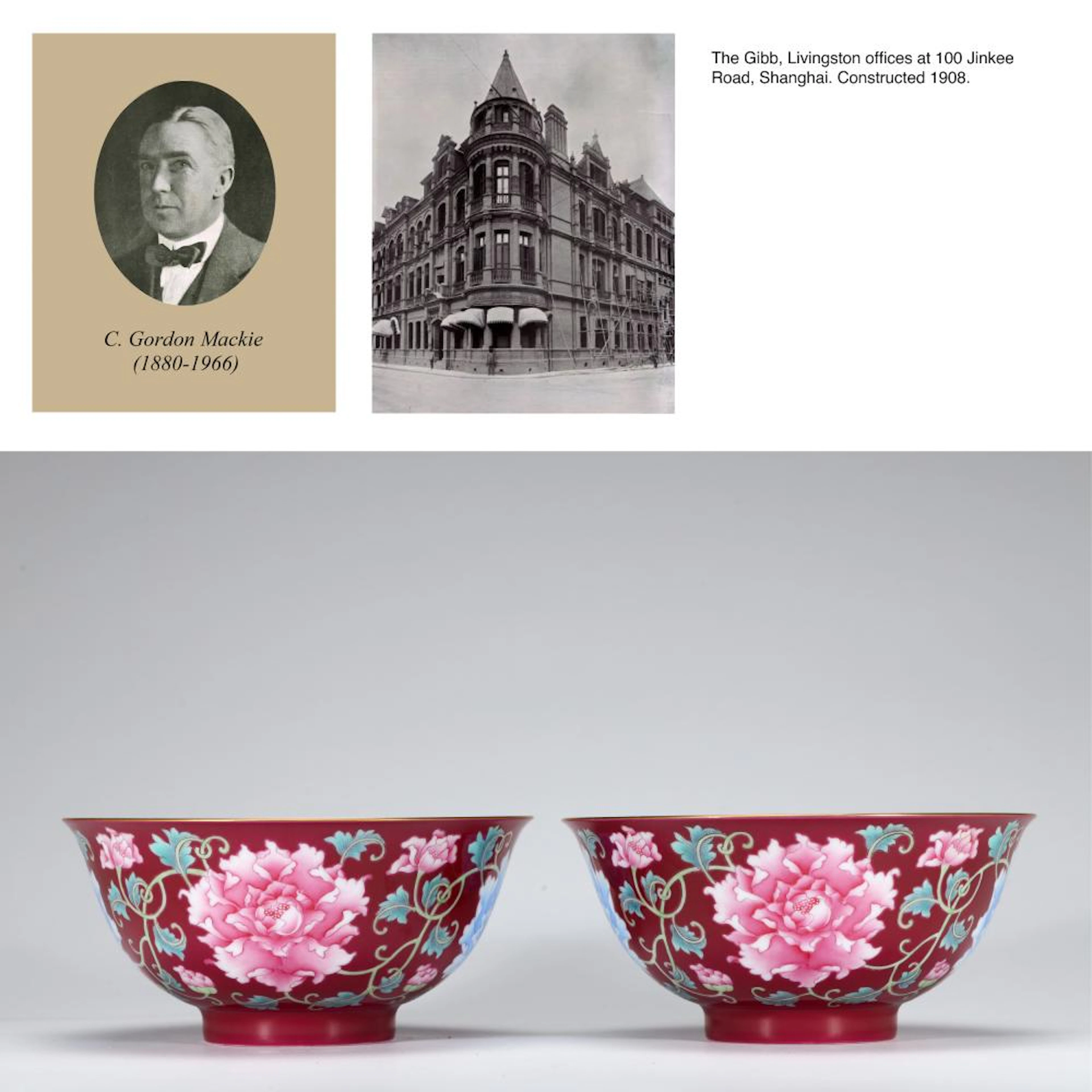 A PAIR OF ROUGE-RED GLAZE FALANGCAI PEONY BOWLS