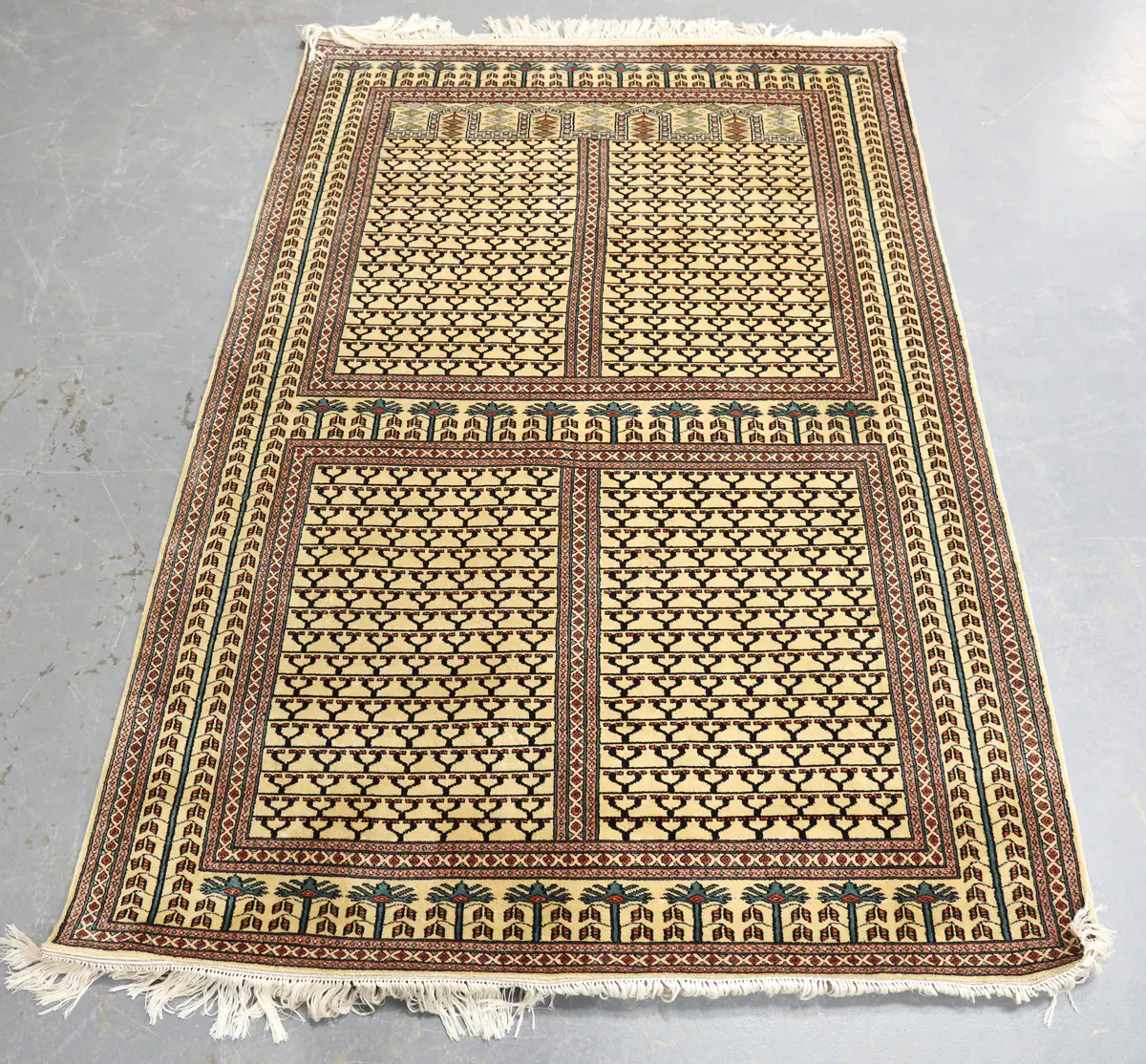 An Indian part silk ensi style rug, modern, the four compartments ...