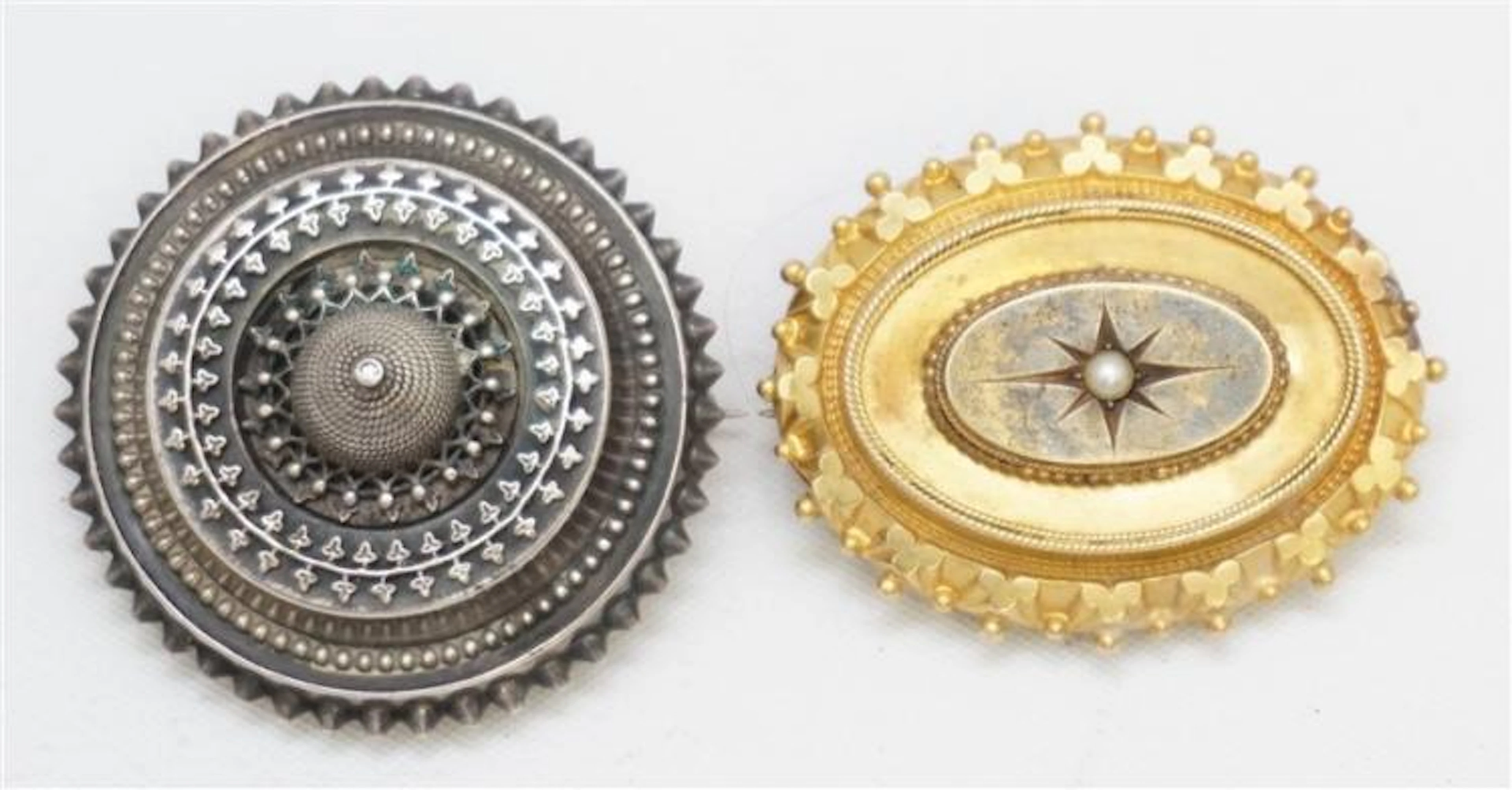 2 VICTORIAN 19th c MOURNING BROOCHES