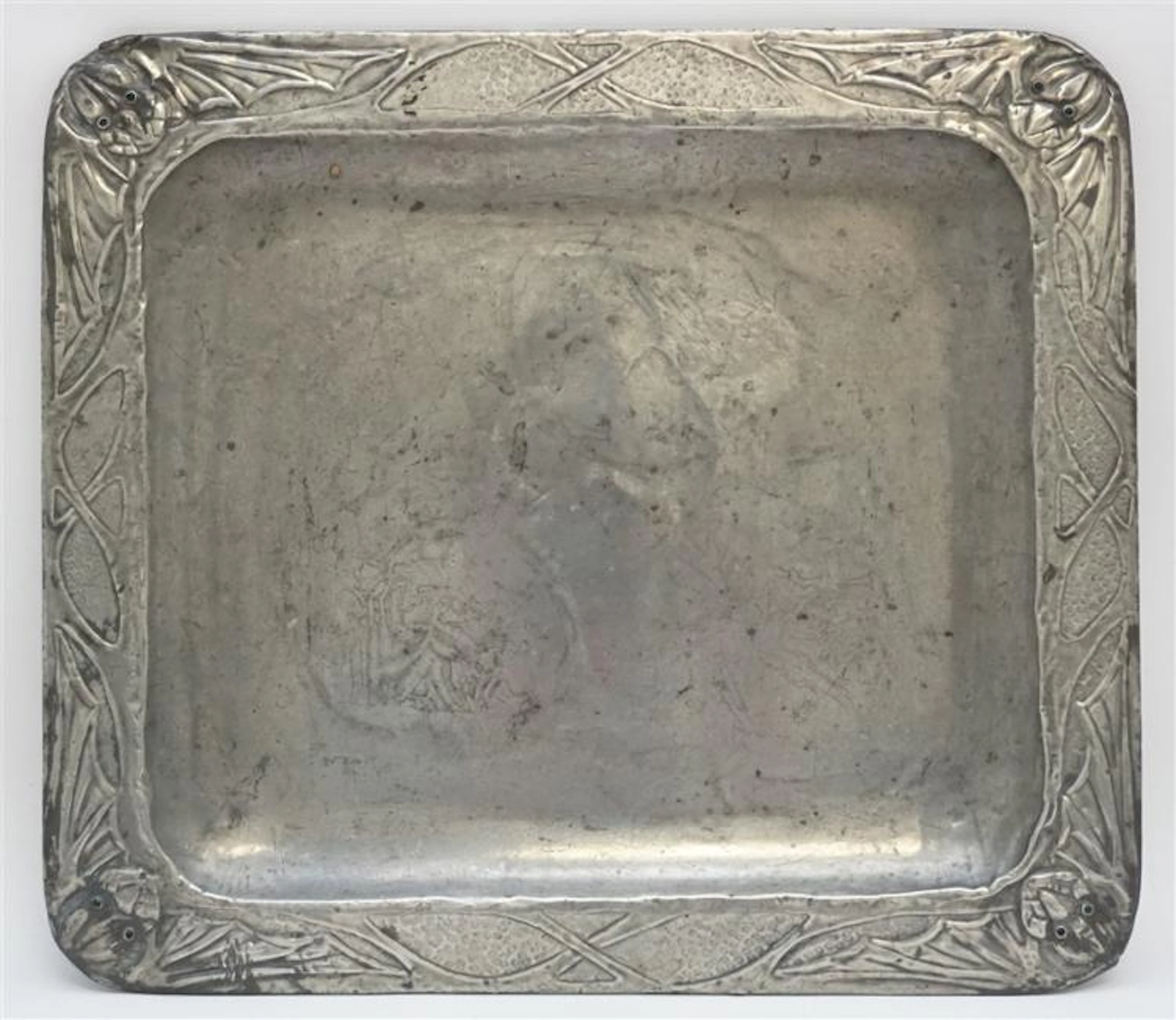 BAT JUGENDSTIL ART NOUVEAU PEWTER TRAY