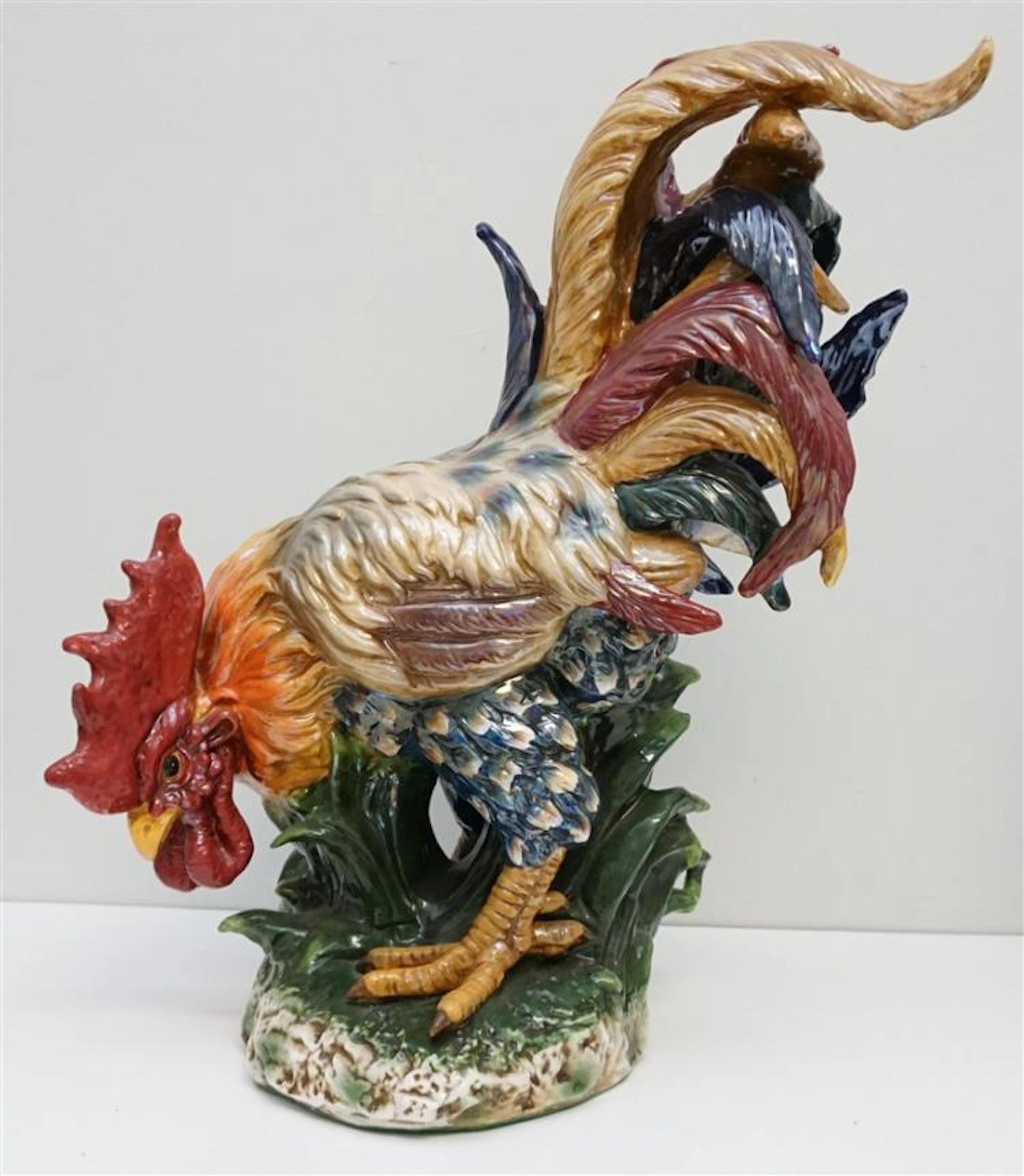 ITALIAN LARGE CERAMIC HAND PAINTED ROOSTER