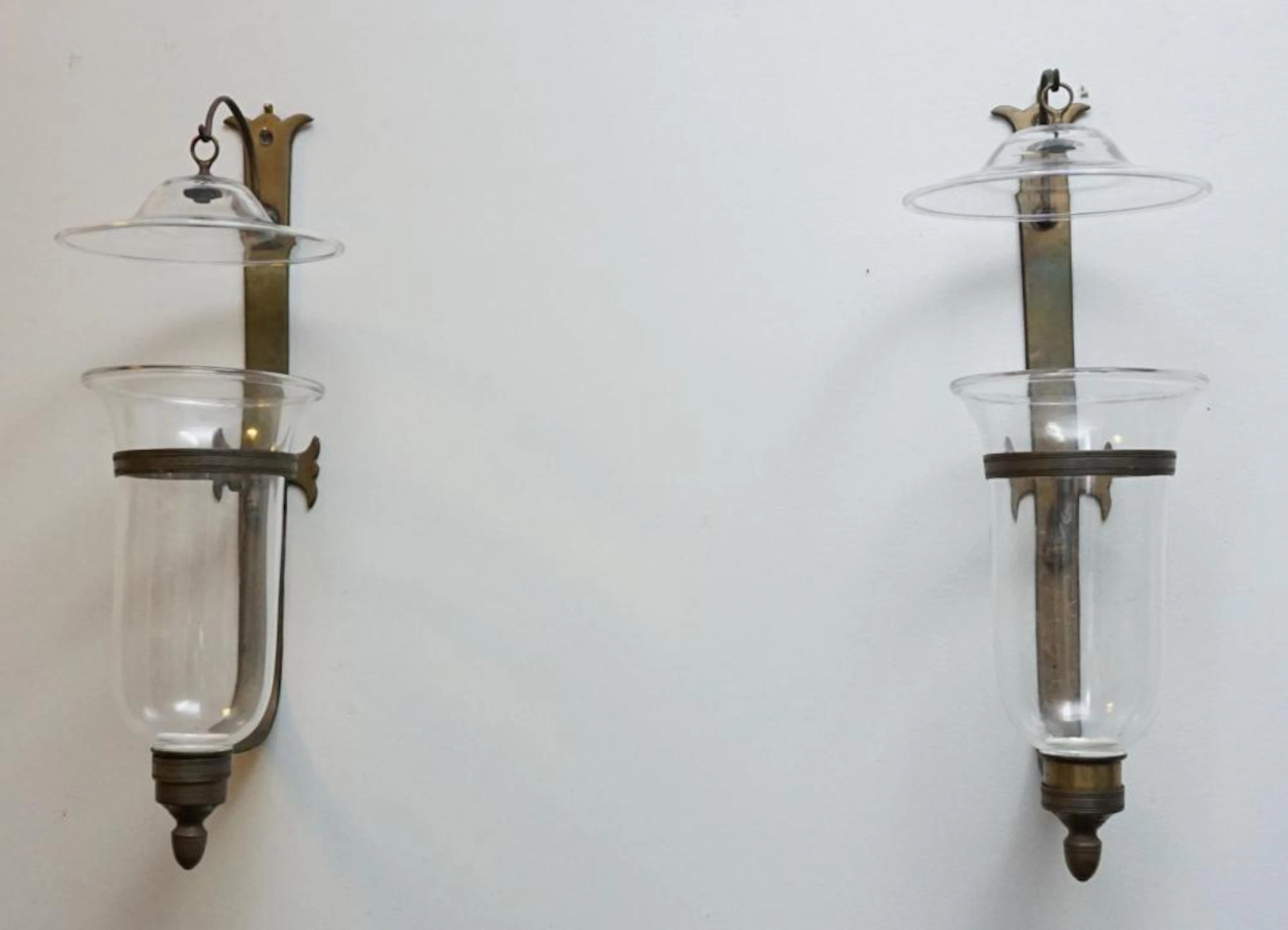 PAIR GEORGIAN BRONZE BELL JAR SCONCES