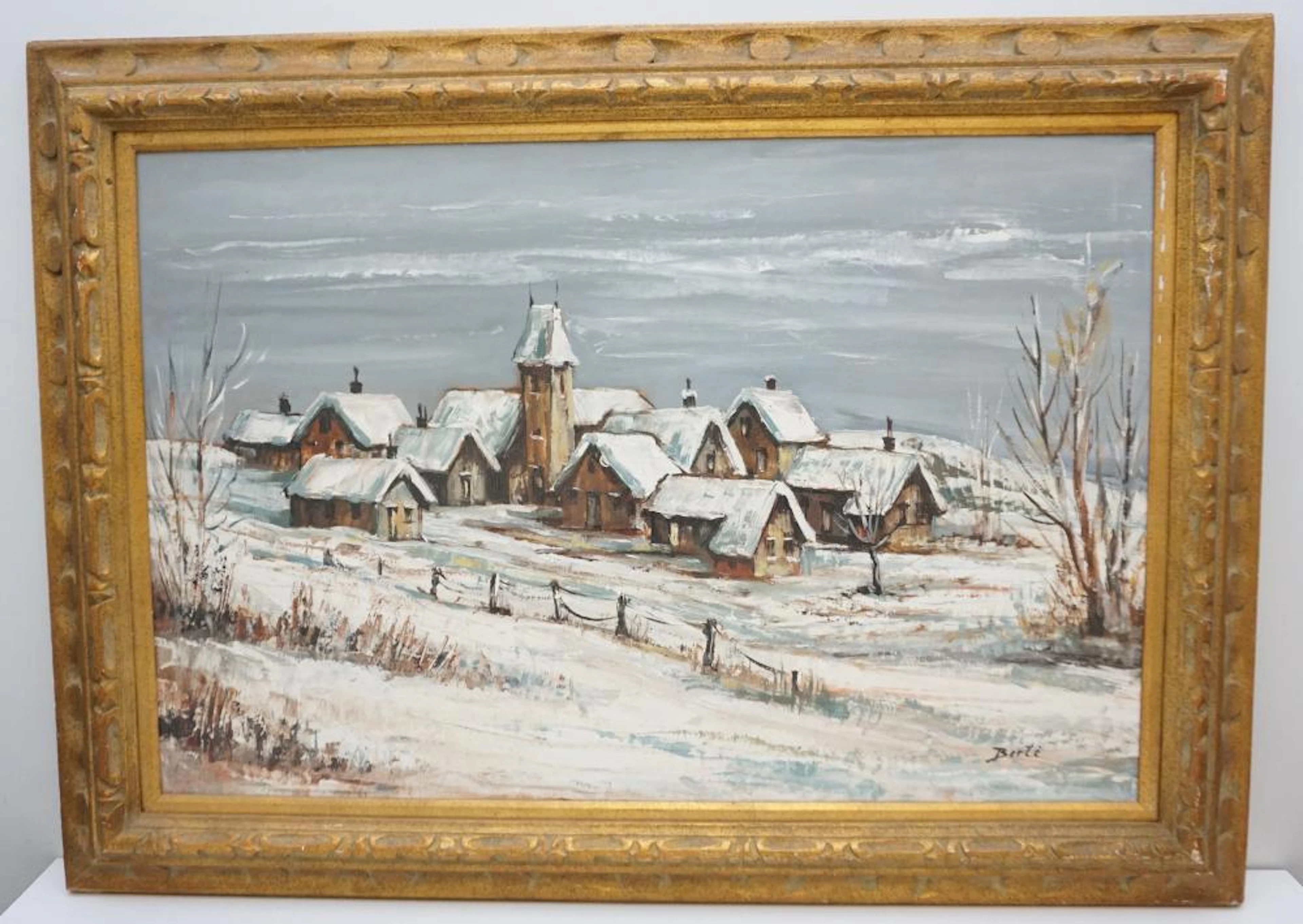 HENRY BERTE FRENCH VILLAGE IN WINTER