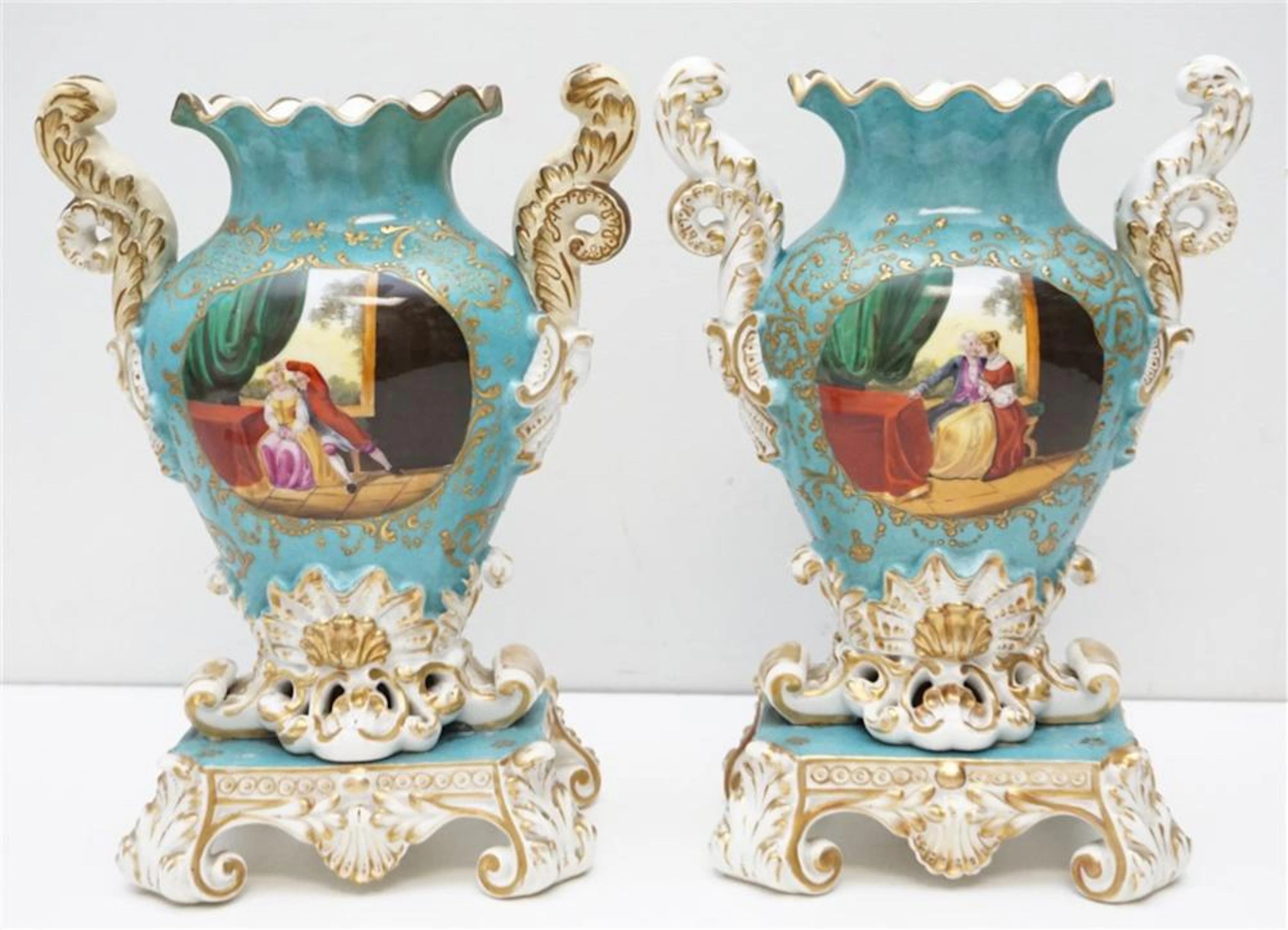 PAIR OLD PARIS VASES - JACOB PETIT