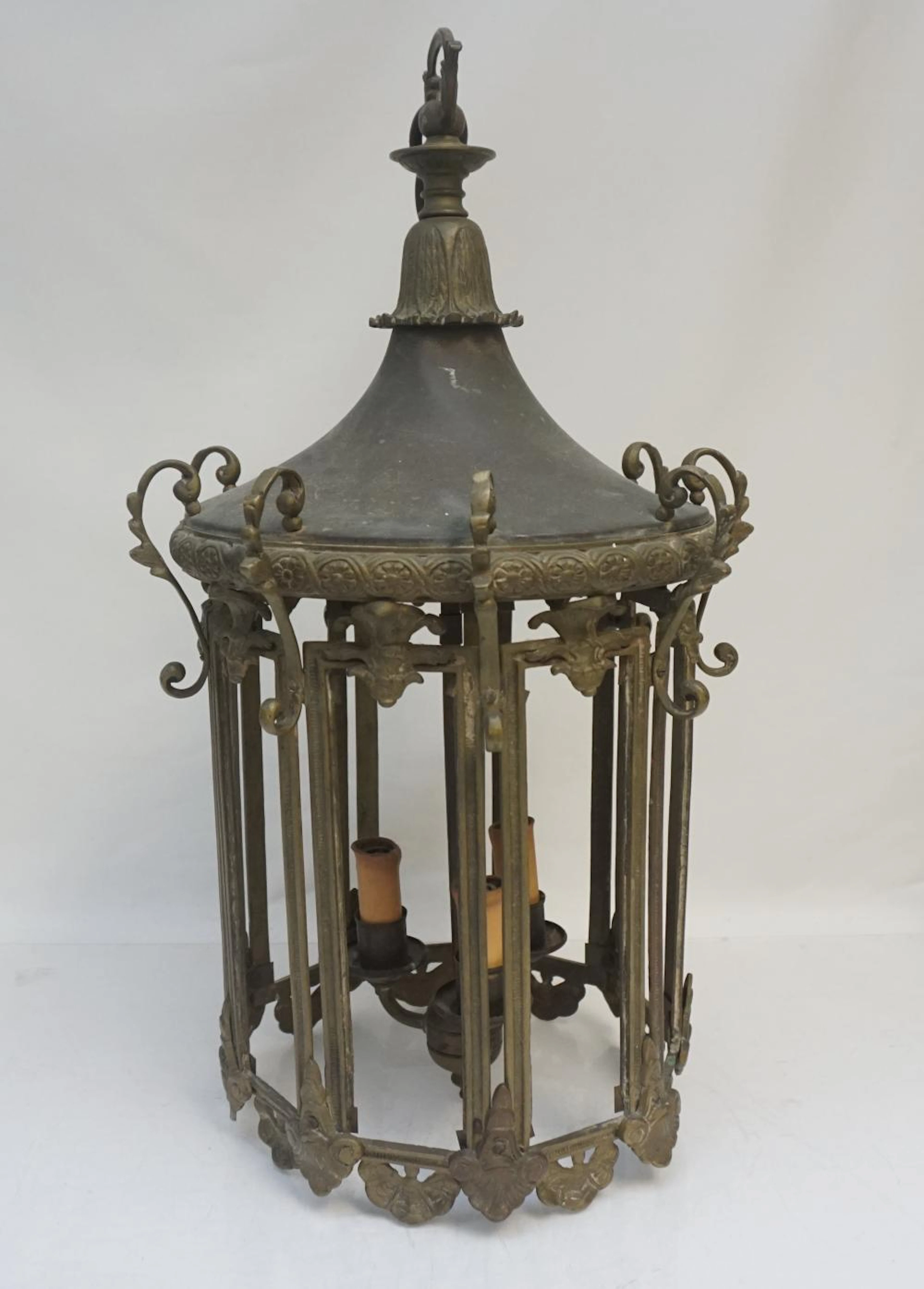ANTIQUE BRONZE HALL LANTERN