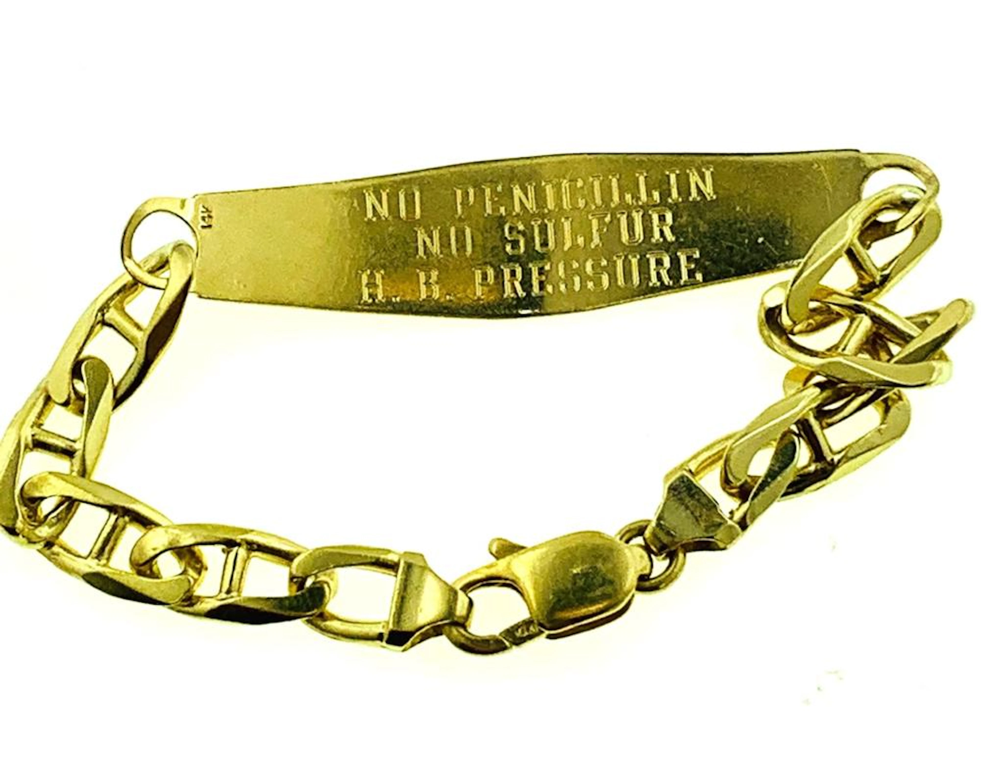 14KT GOLD MEDIC ALERT BRACELET (17.60 GRAMS)