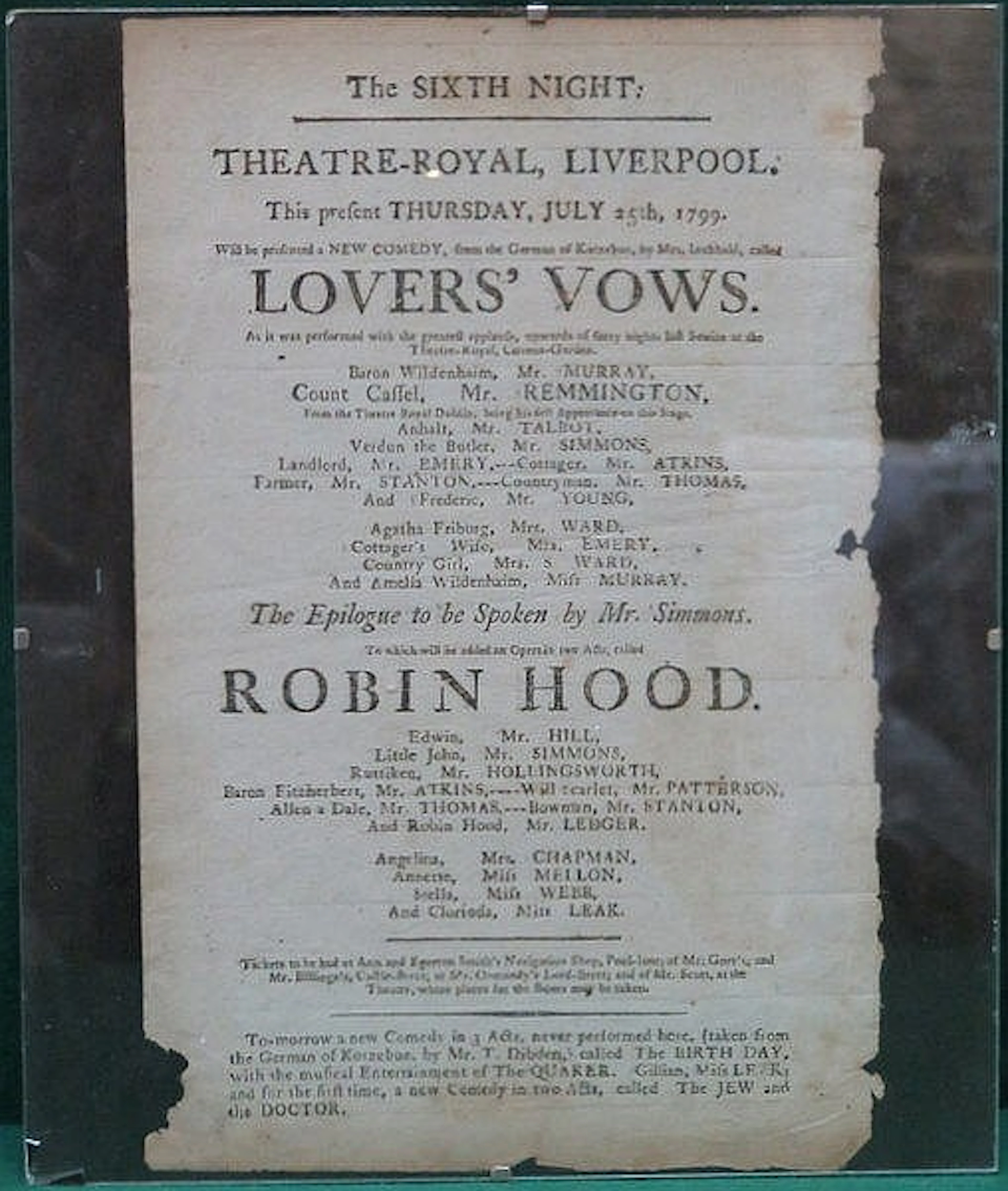 EARLY MOUNTED POSTER- THEATRE ROYAL, LIVERPOOL (LA