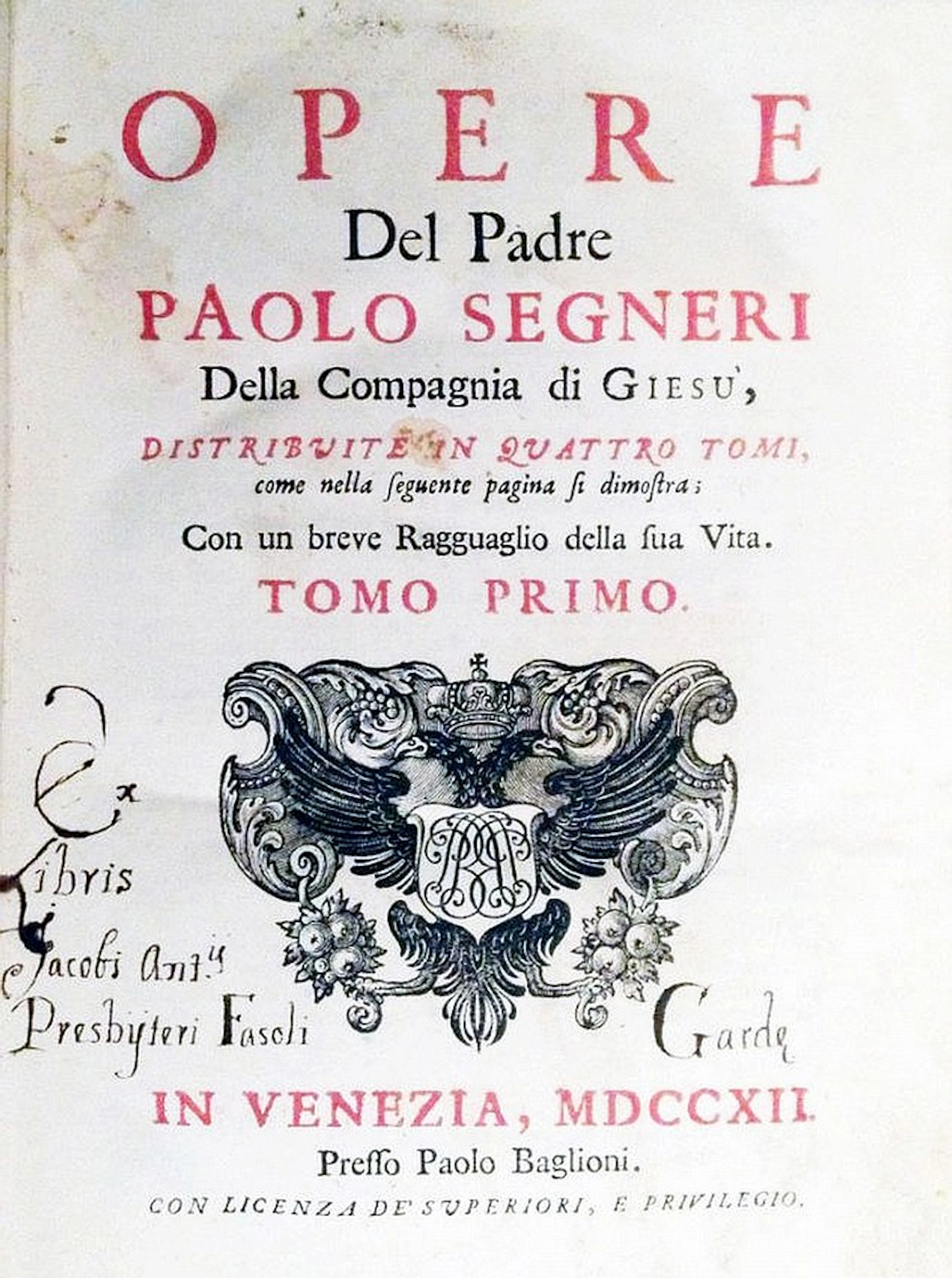 [Jesuits, Sources] Segneri, Opere, 1712
