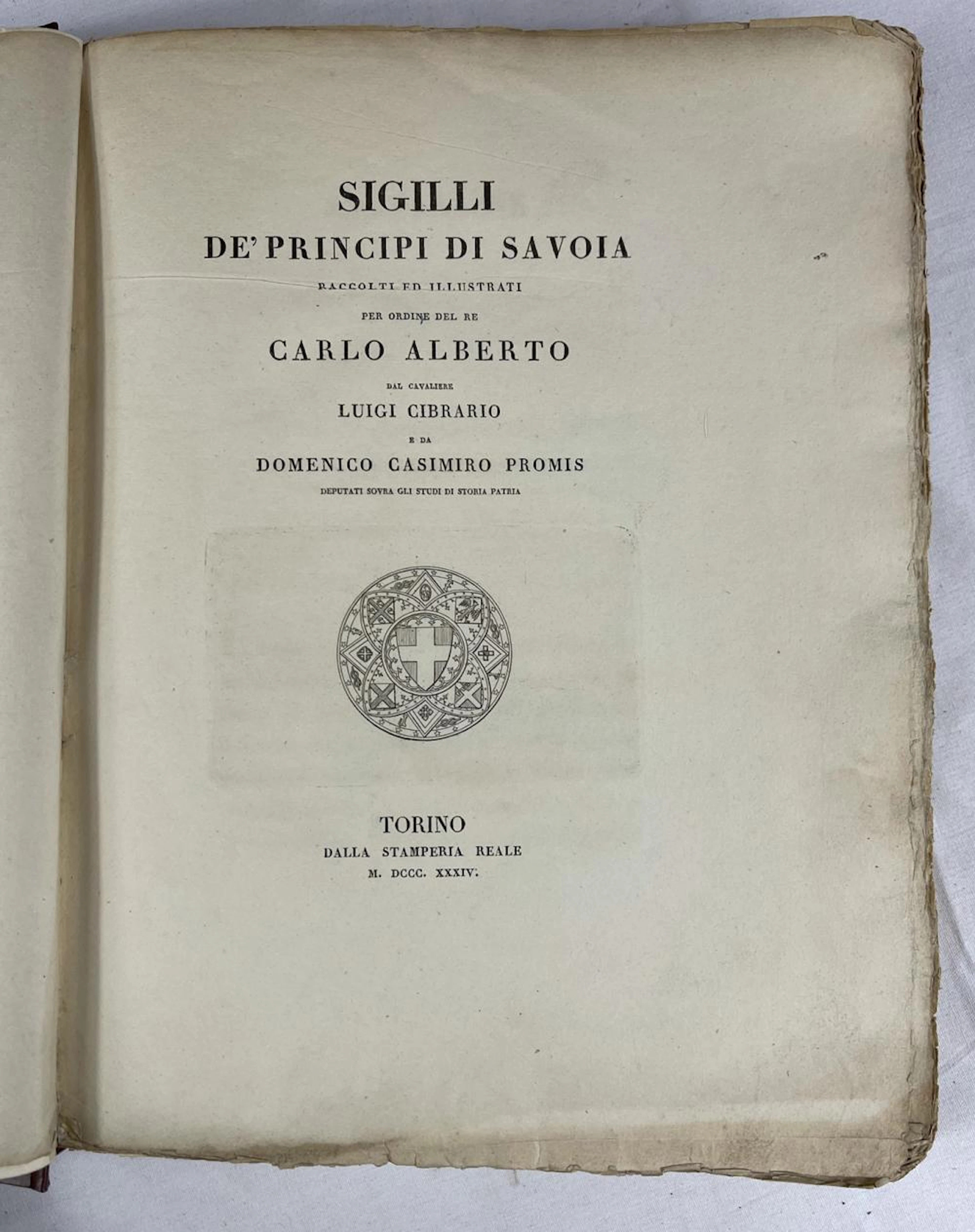 [Savoy] Cibrario. Sigilli de' principi di Savoia, 1834
