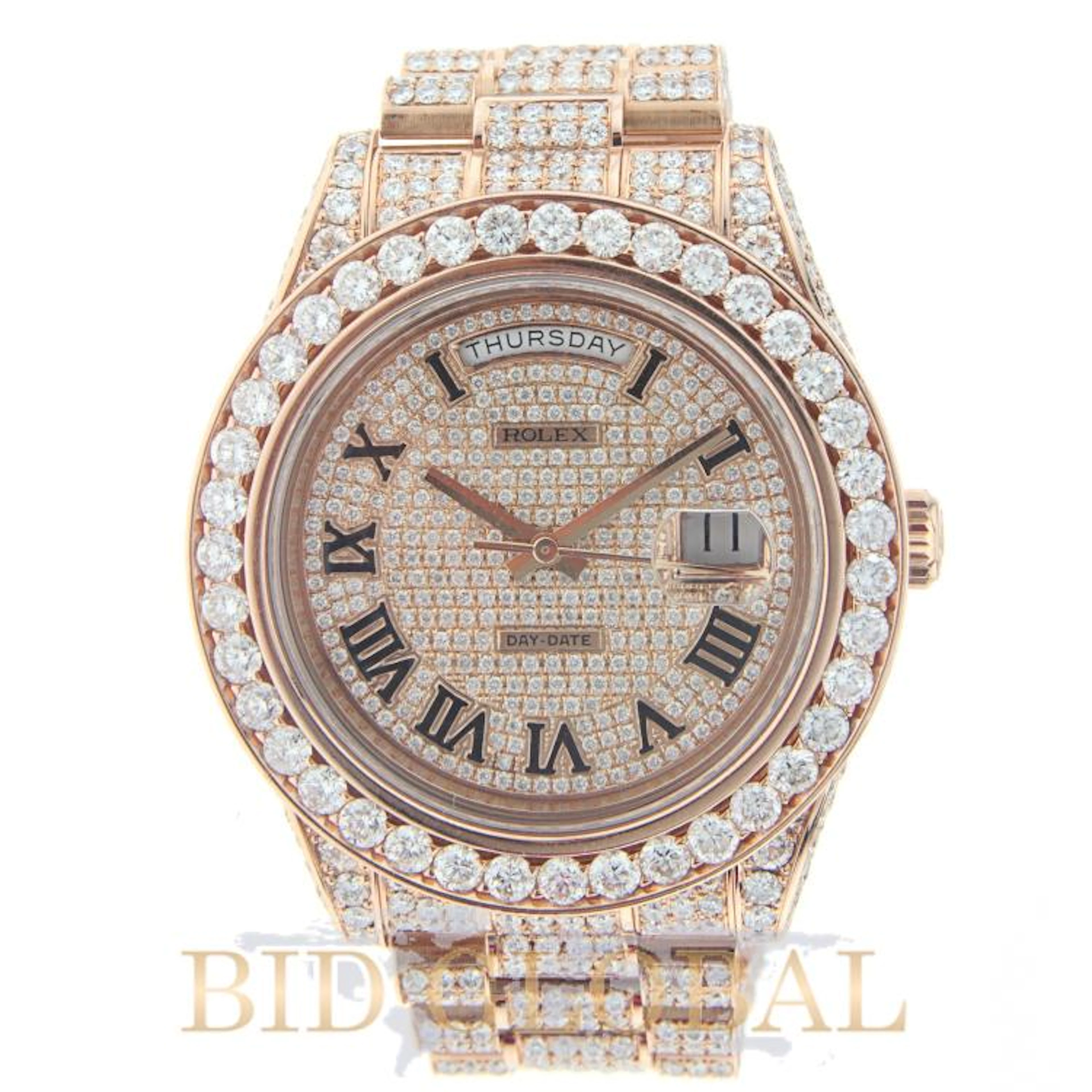Rolex Rose Gold Day Date II All Iced Out. Appraisal Value: $186,800