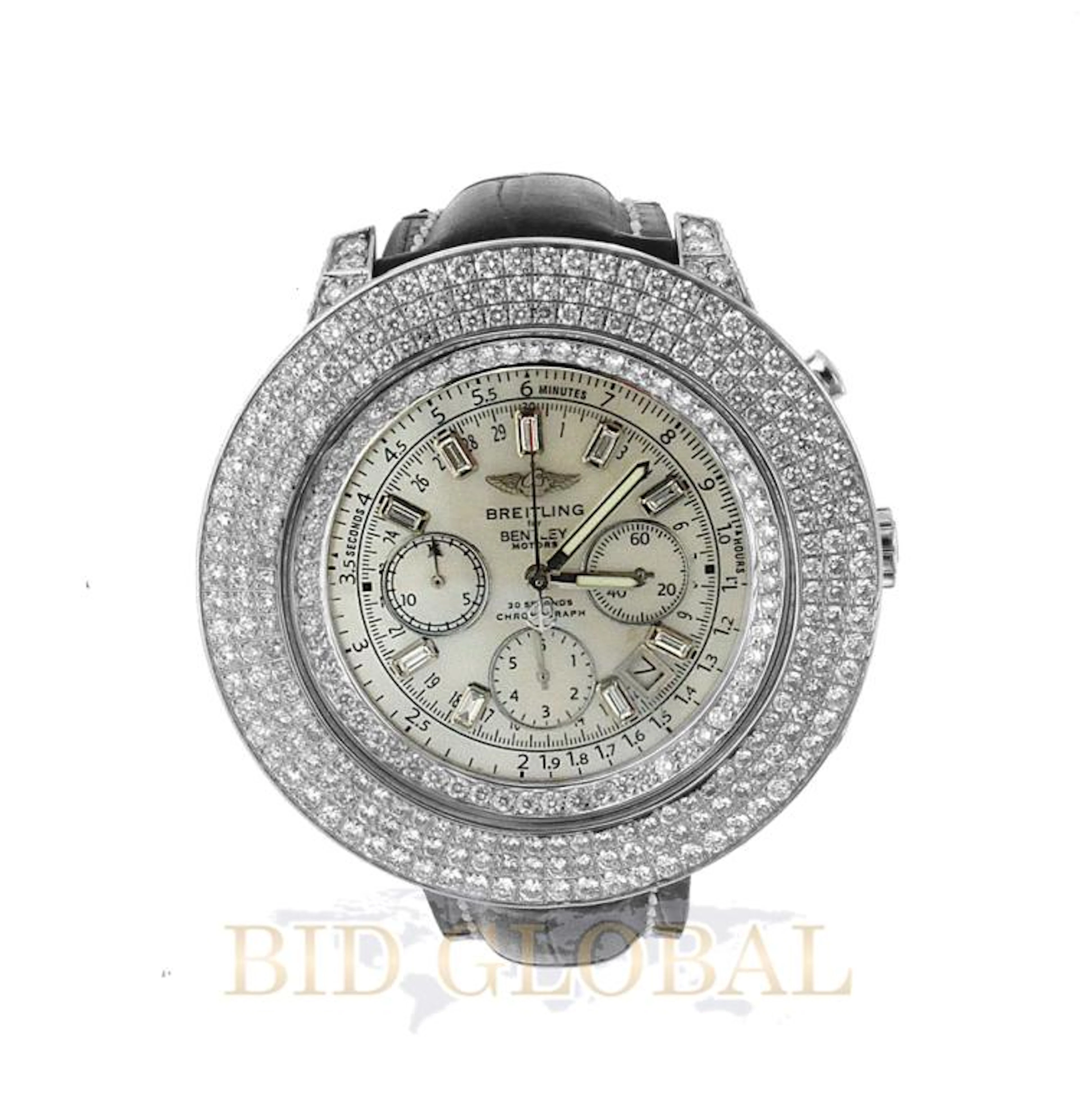 Stainless Steel 13.75ct 48mm Custom Diamond Special Edition Breitling For Bentley. Appraisal Value: $17600