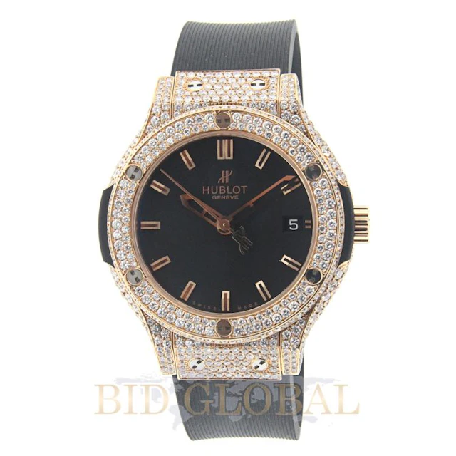 Gold 7.75ct 38 Unisex Custom Designed Hublot Classic Fussion 38mm Red Gold with Diamonds. Appraisal Value: $30,600