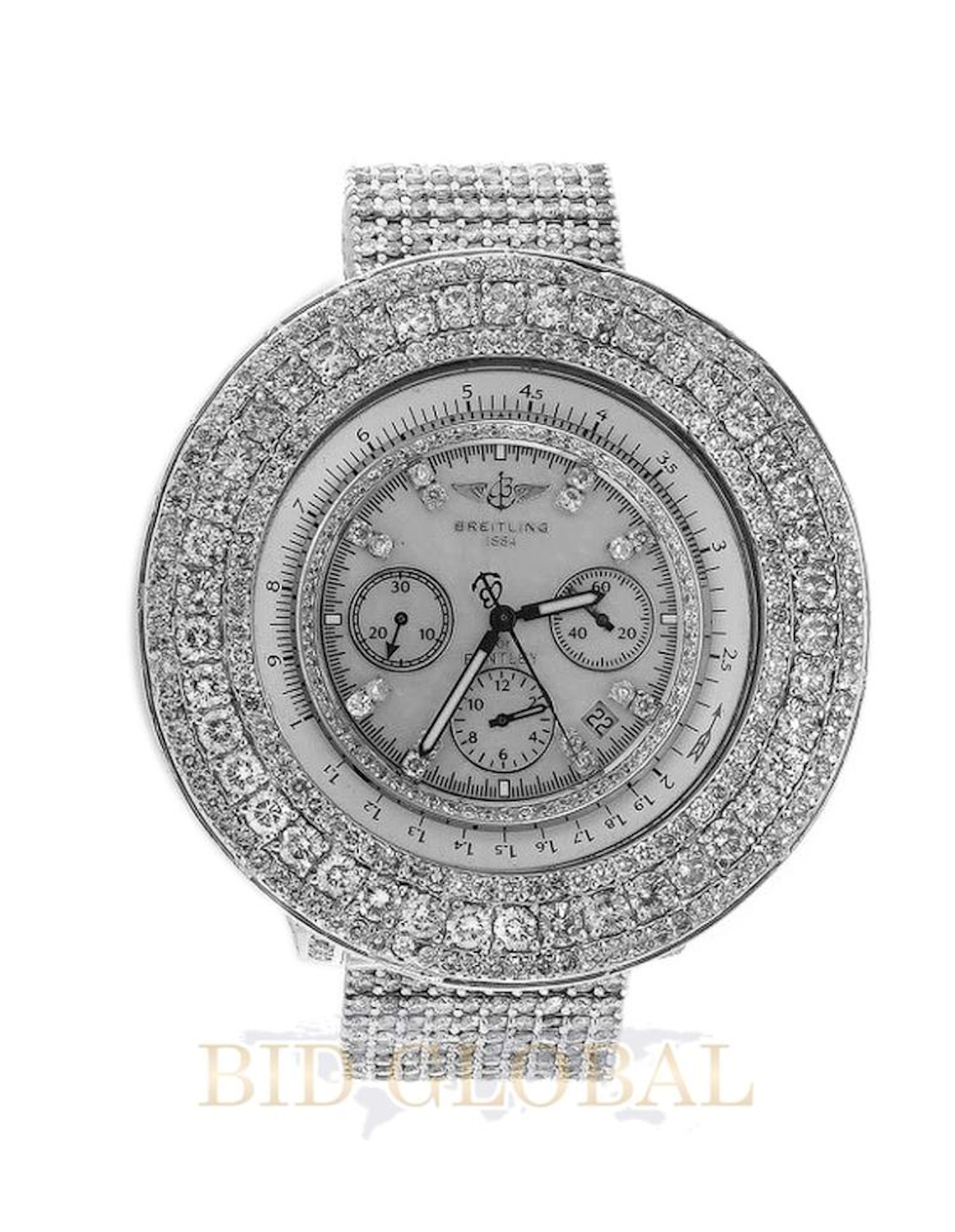 Stainless Steel 32ct 48.7mm Custom Diamond Breitling For Bentley. Appraisal Value: $25,200