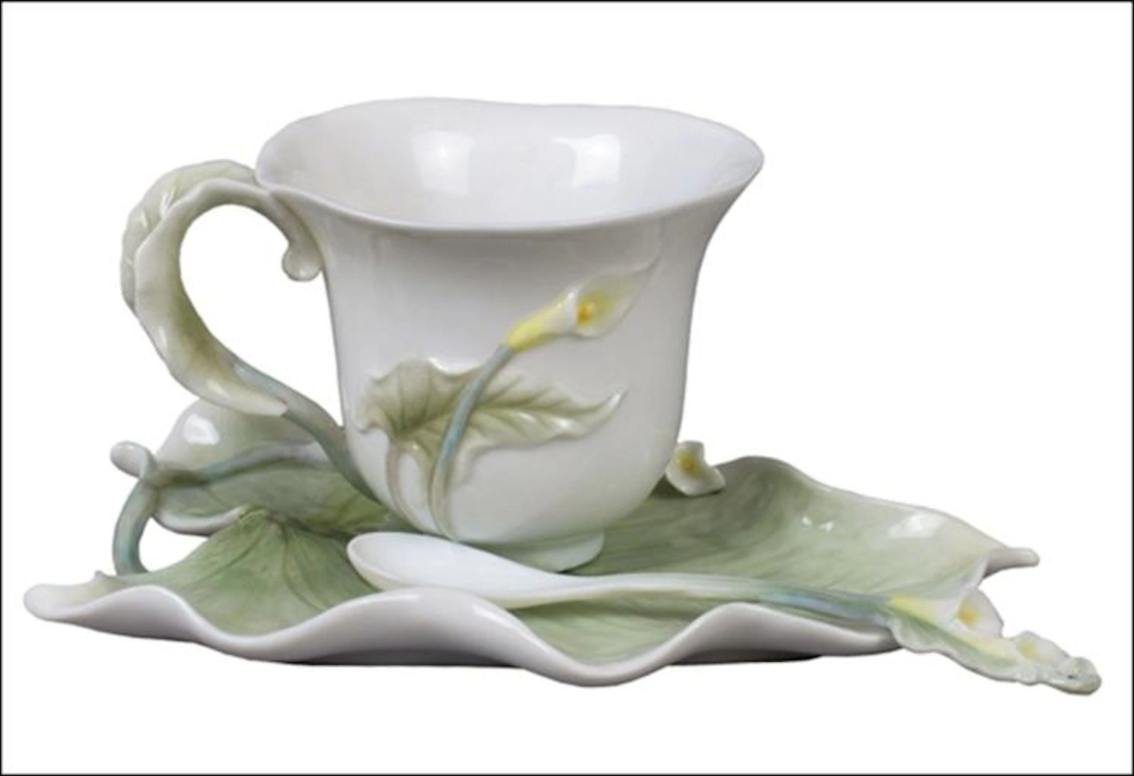 CALLA LILY COFFEE CUP SET WITH SPOON