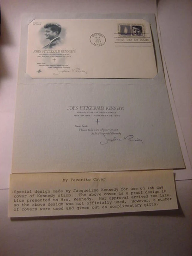 1964 PRESIDENT KENNEDY MEMORIAL FIRST DAY COVER  DESIGNED BY JACQUELINE KENNEDY