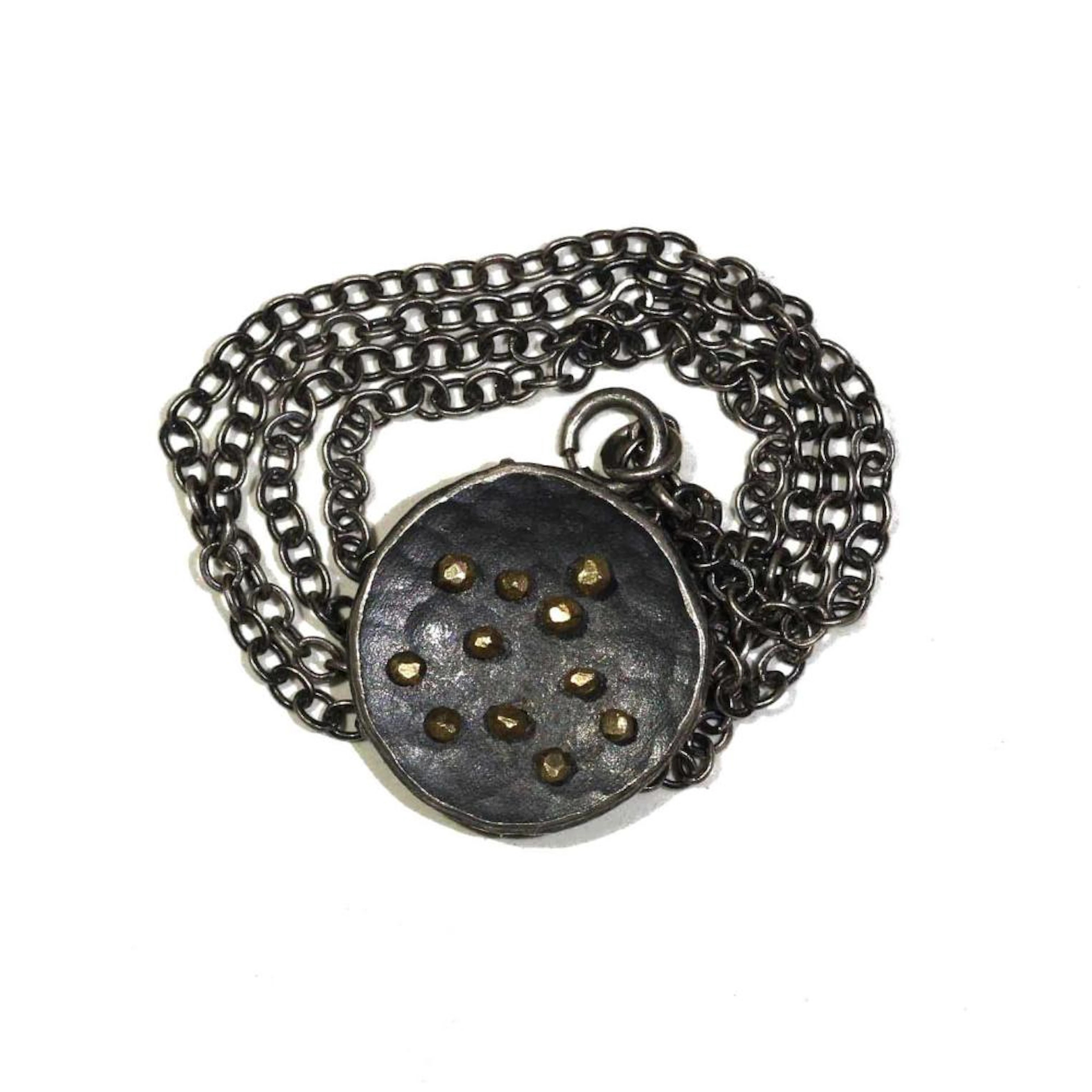 Vintage 18K Yellow Gold Modernist Minimalist Black...