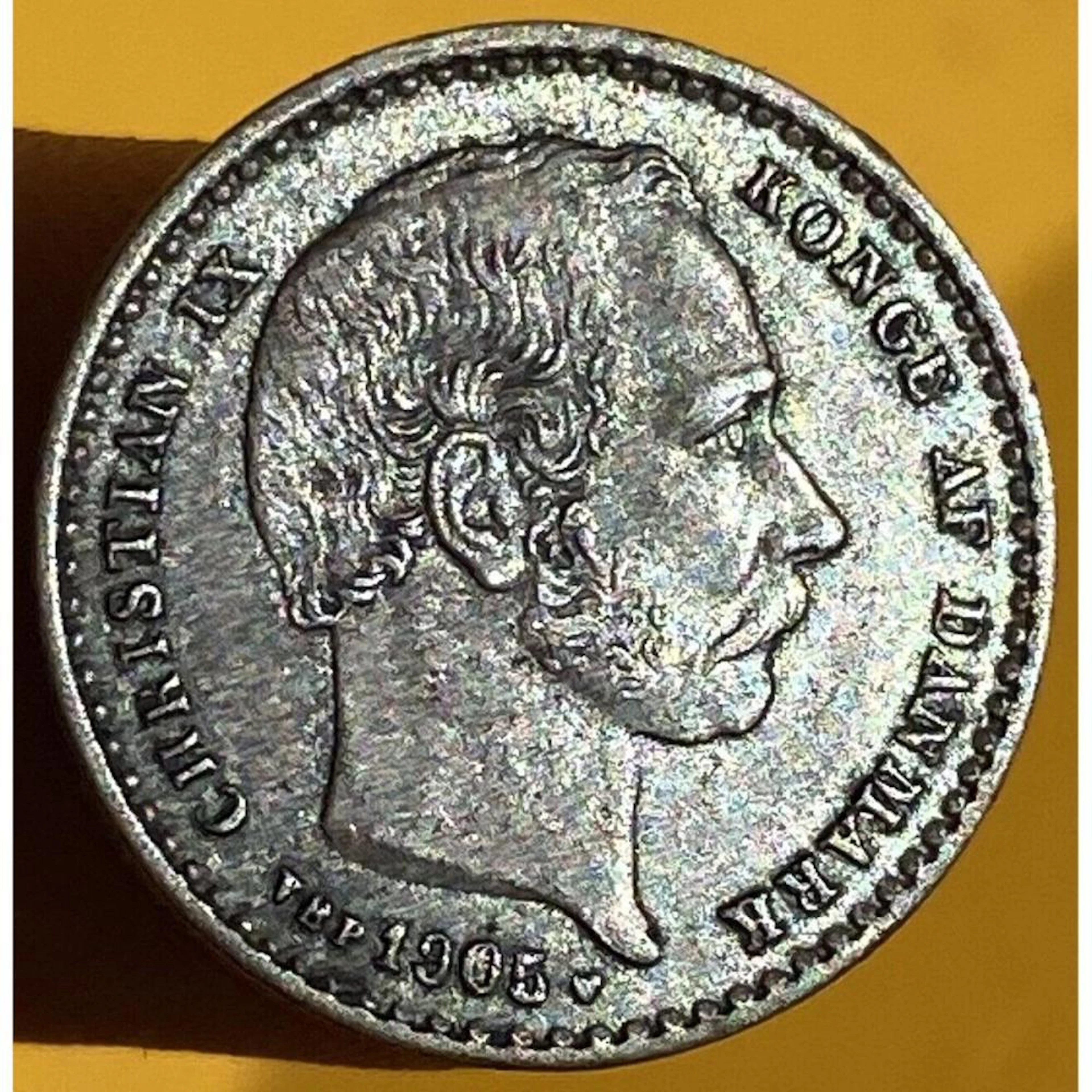 1905 Denmark 25 Ore Silver Dolphins Coi