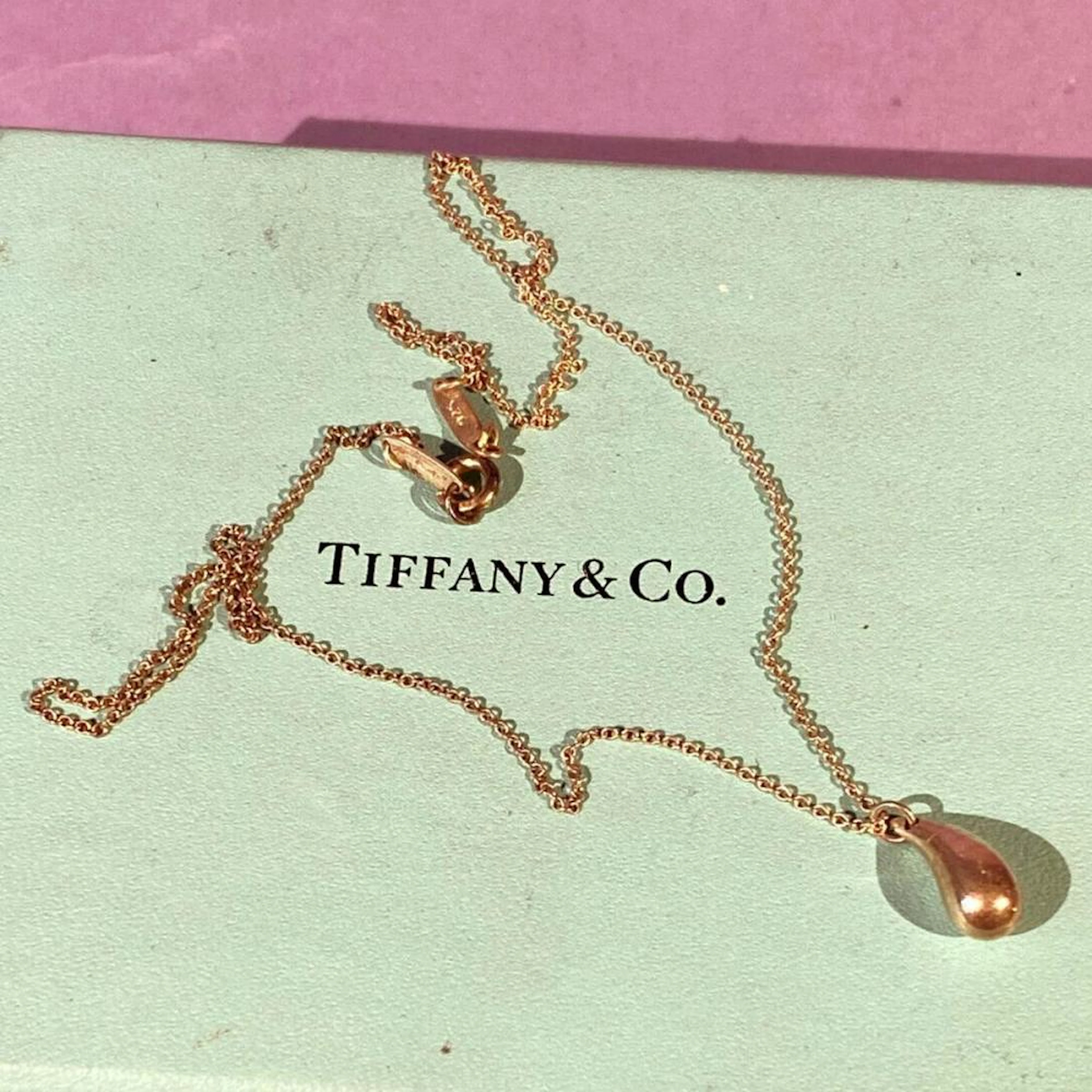Tiffany & Co. Sterling Silver Rare Elsa Peretti Drop Pendant Necklace 16"