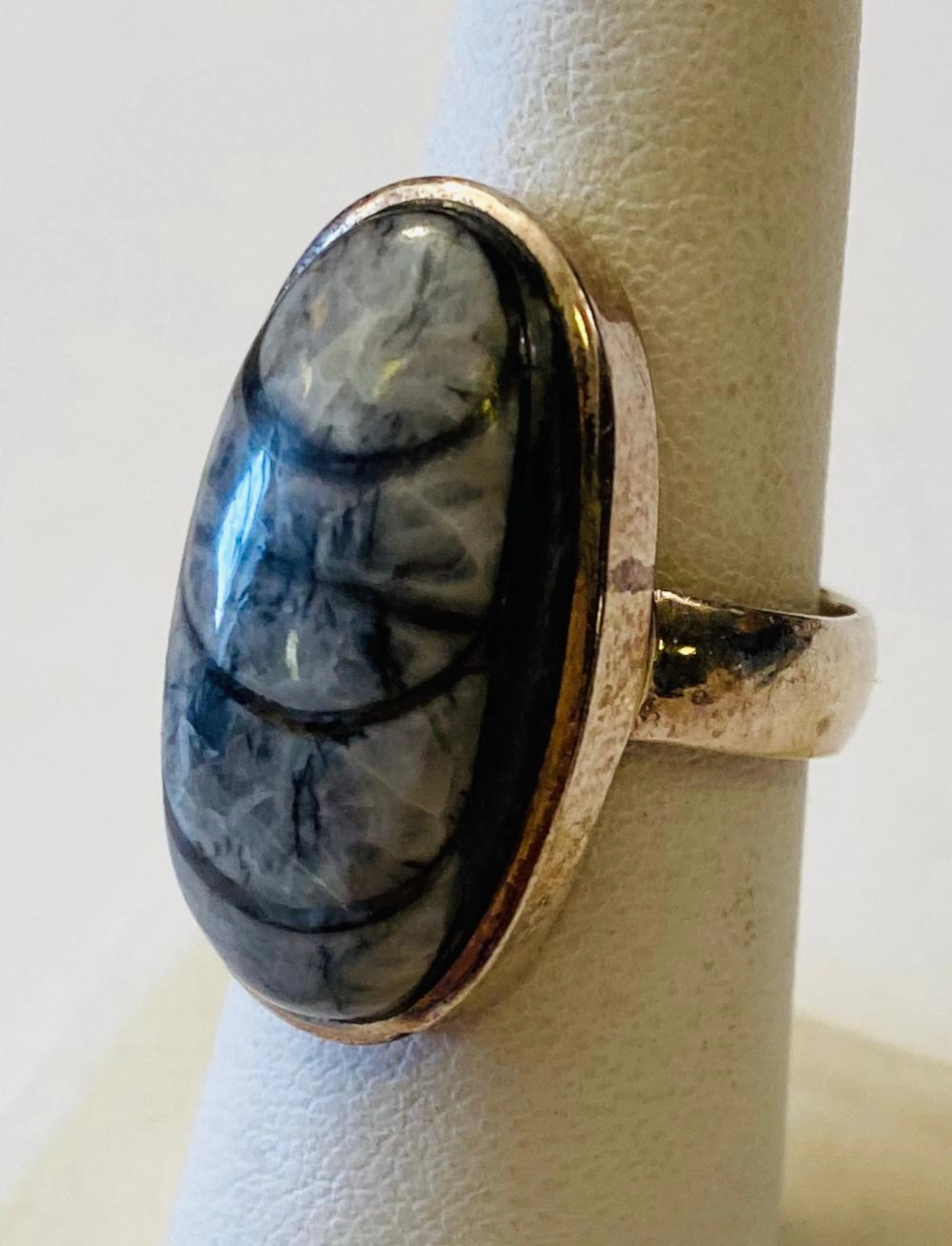 Ammonite sterling cabochon ring