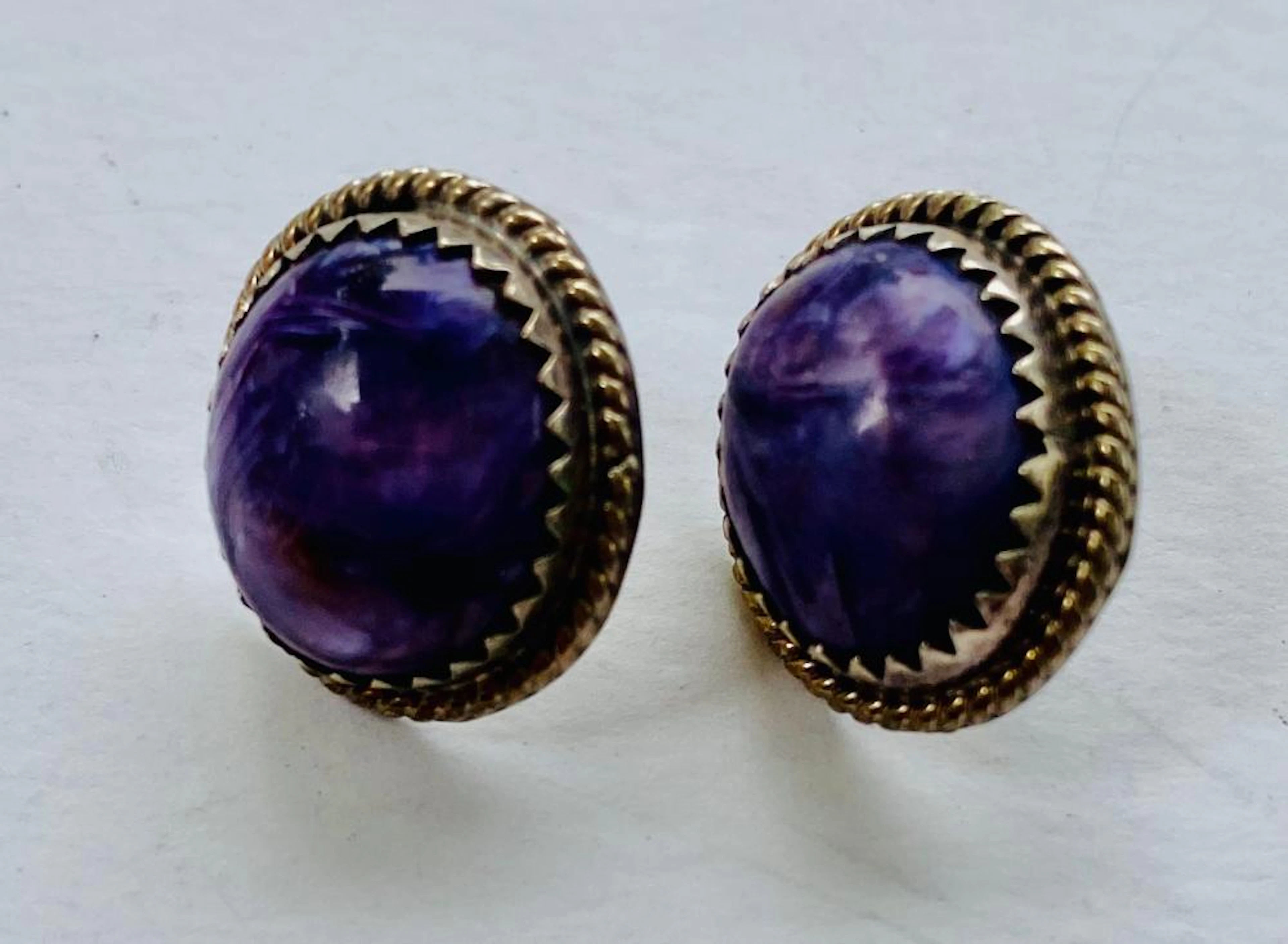 Gemstone sugilite? Sterling earrings