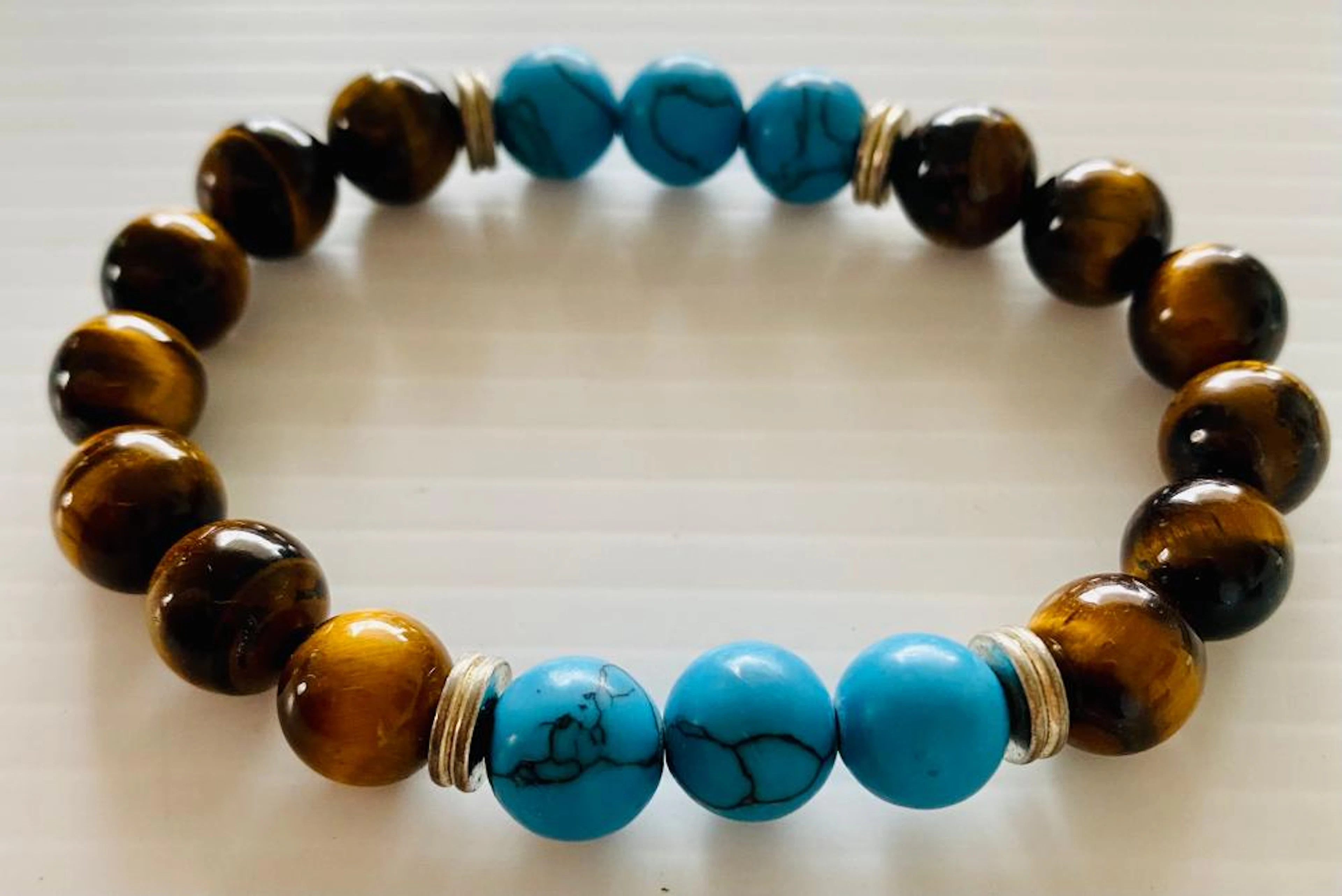 Tiger eye - turquoise stone braclet