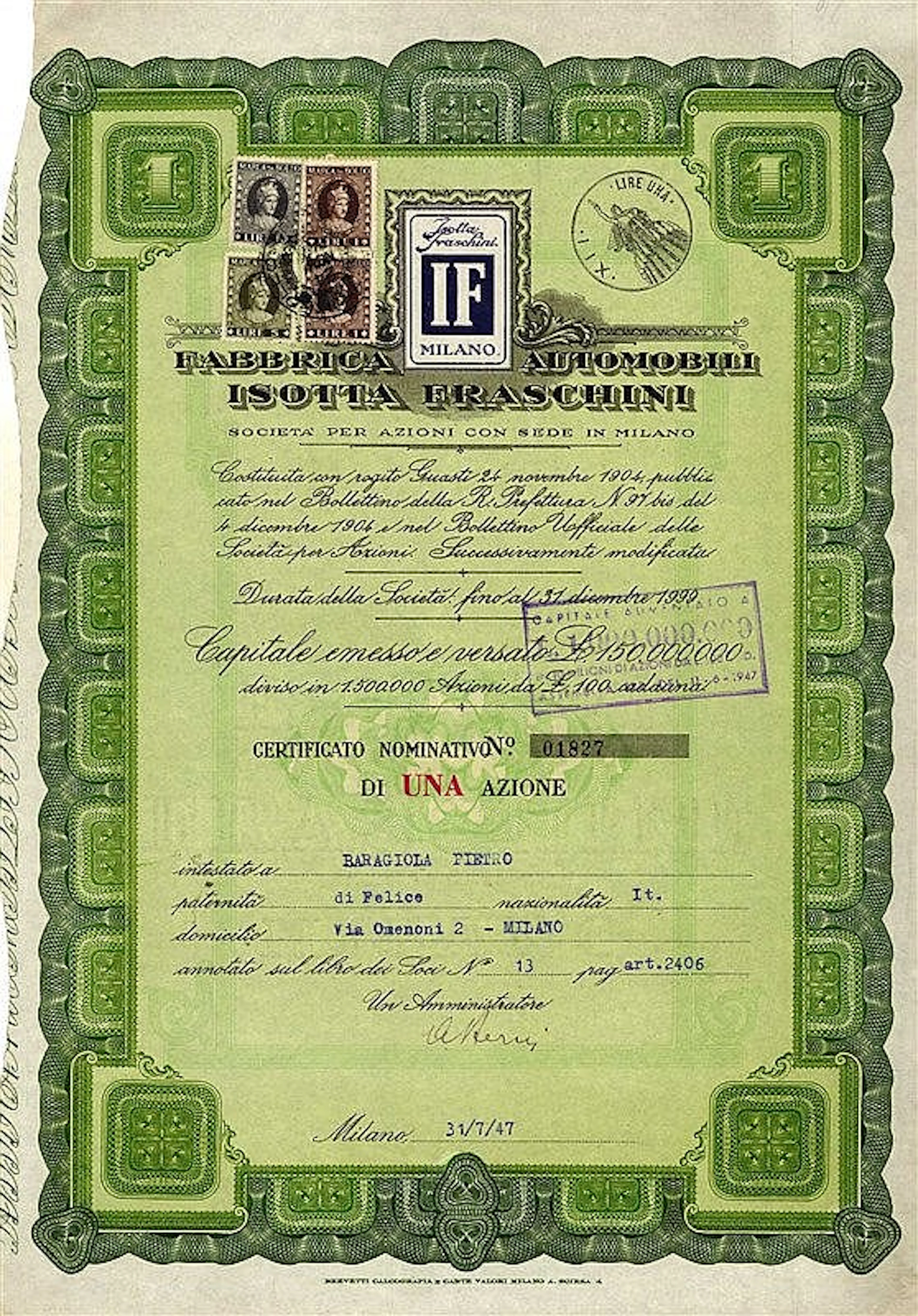 FABBRICA AUTOMOBILI ISOTTA FRASCHINI SOC.
