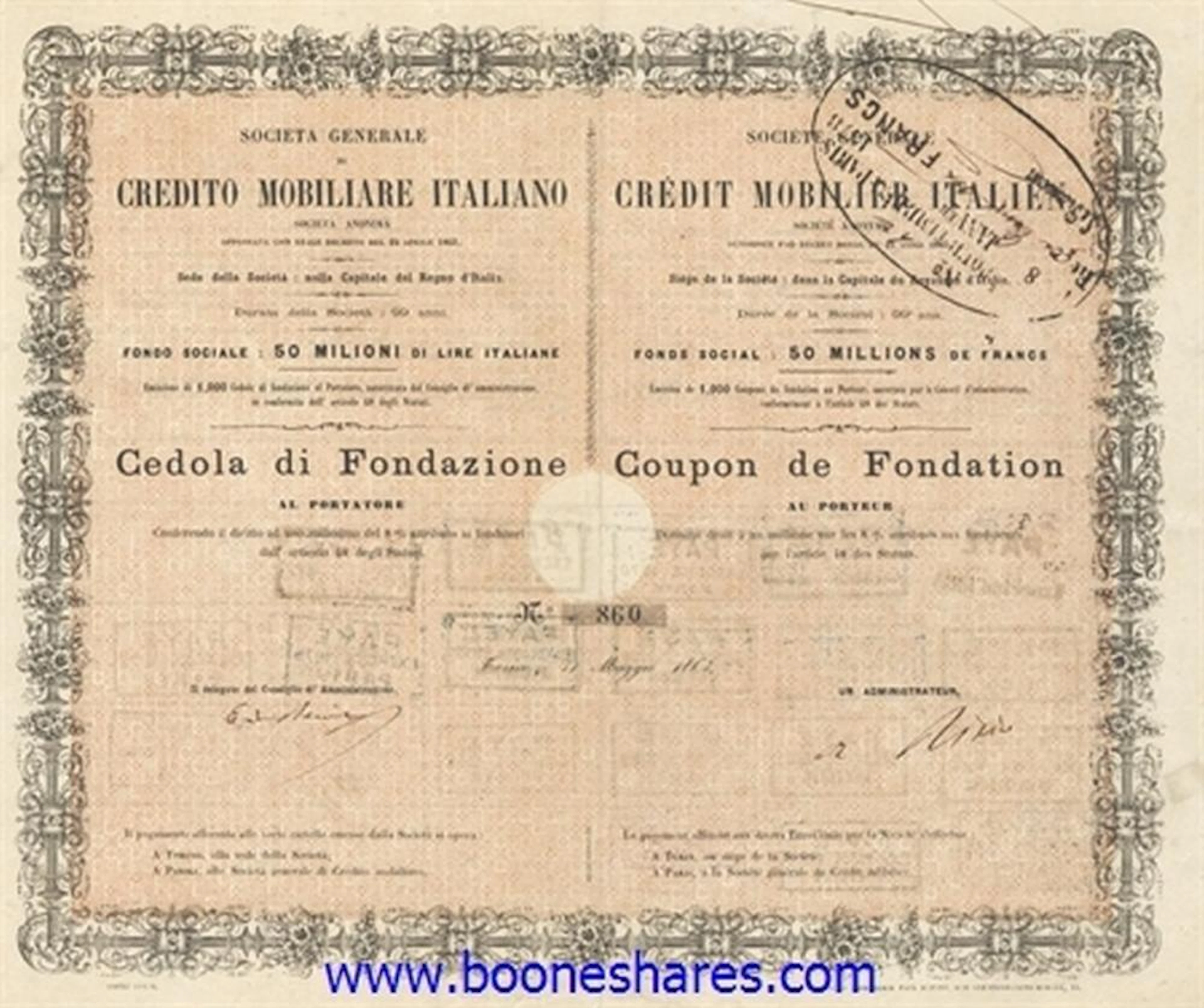 CREDITO MOBILIARE ITALIANO, SOCIETA GENERALE