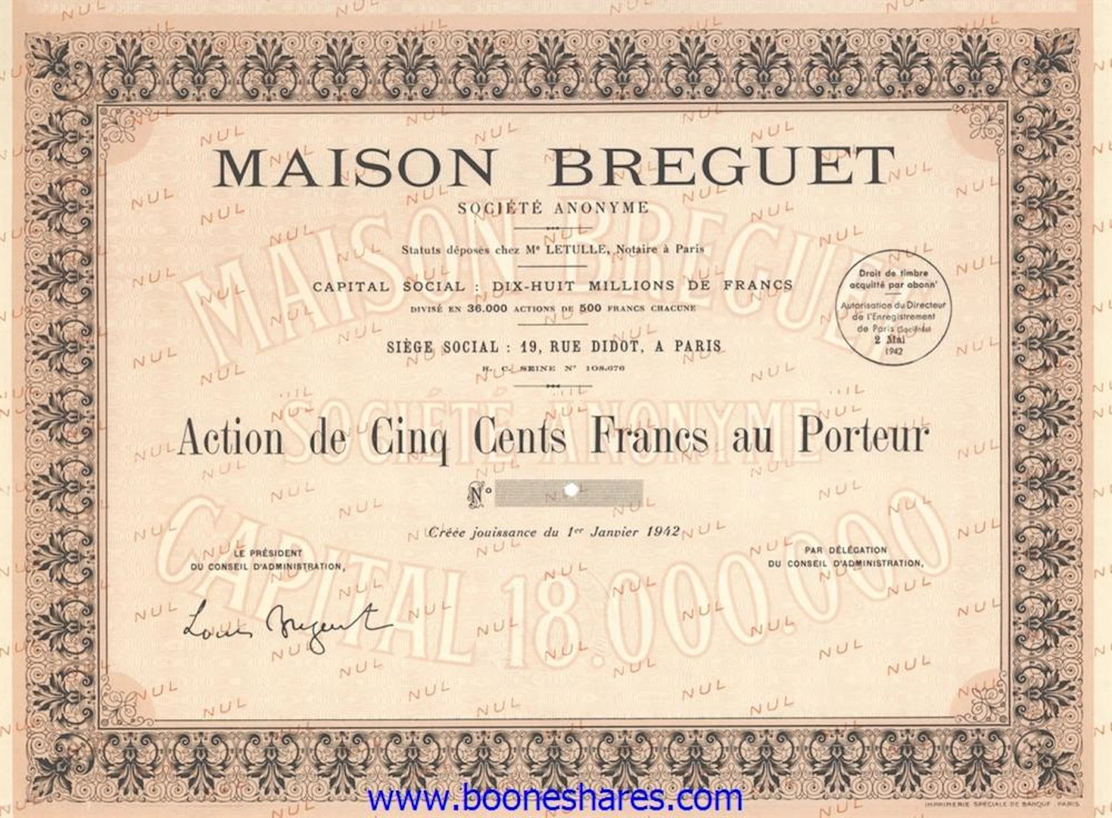 MAISON BREGUET S.A.