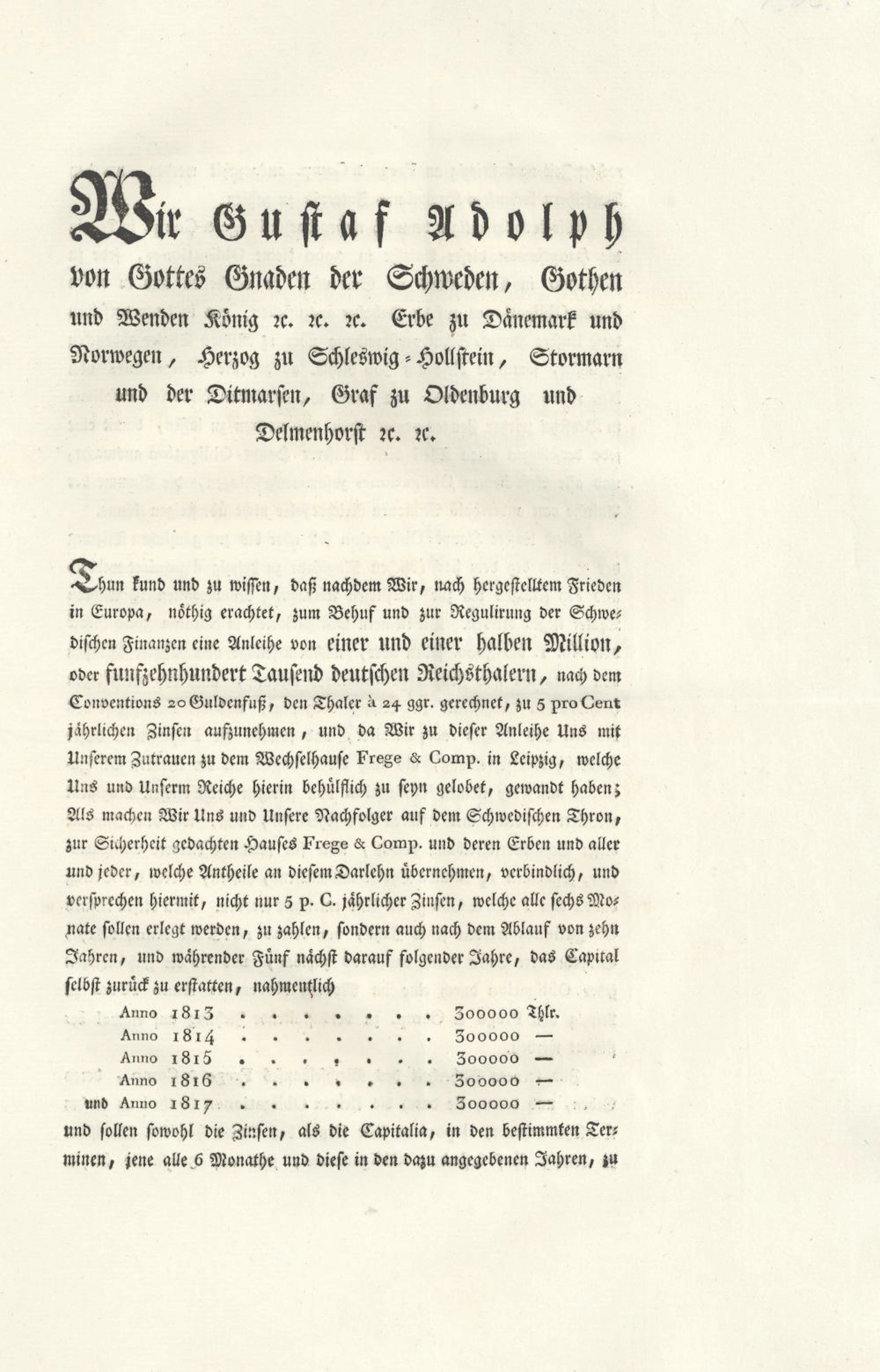 KÖNIGLICH-SCHWEDISCHE SCHULDVERSCHREIBUNG - GUSTAF ADOLPH IV. VON SCHWEDE