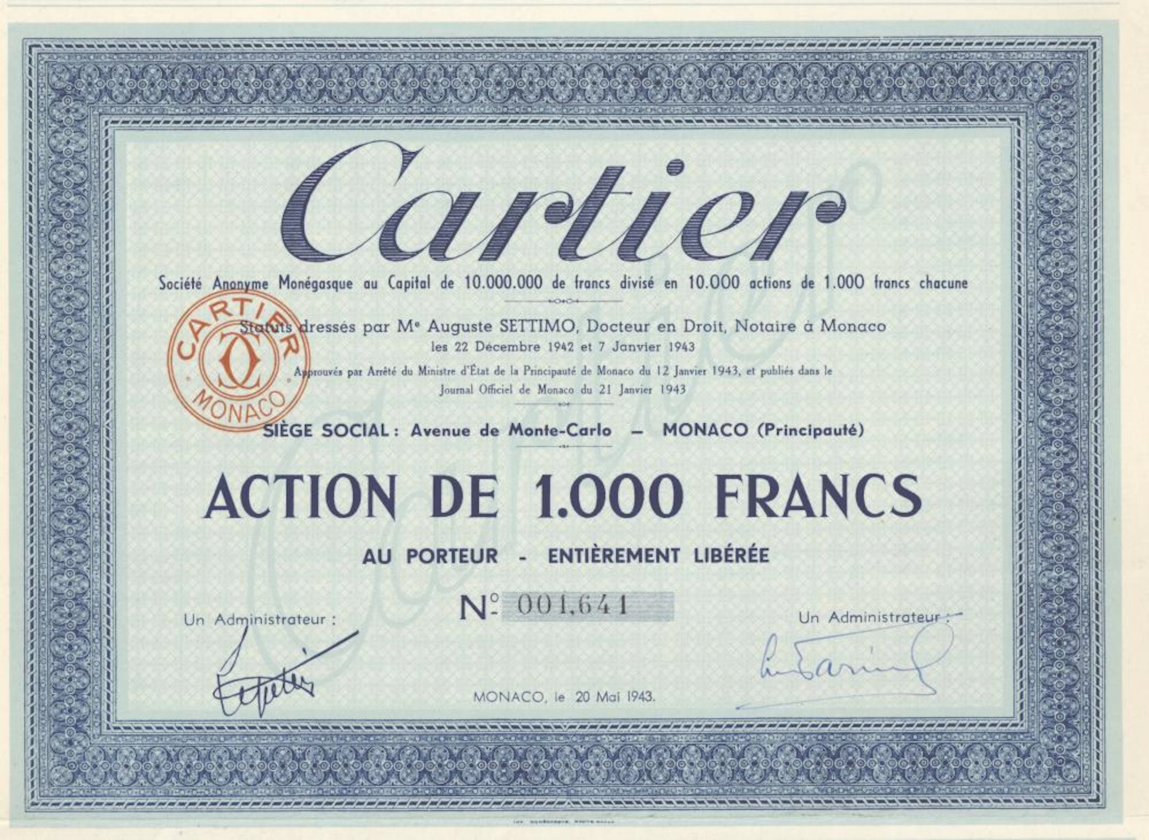 CARTIER S.A. MONEGASQUE