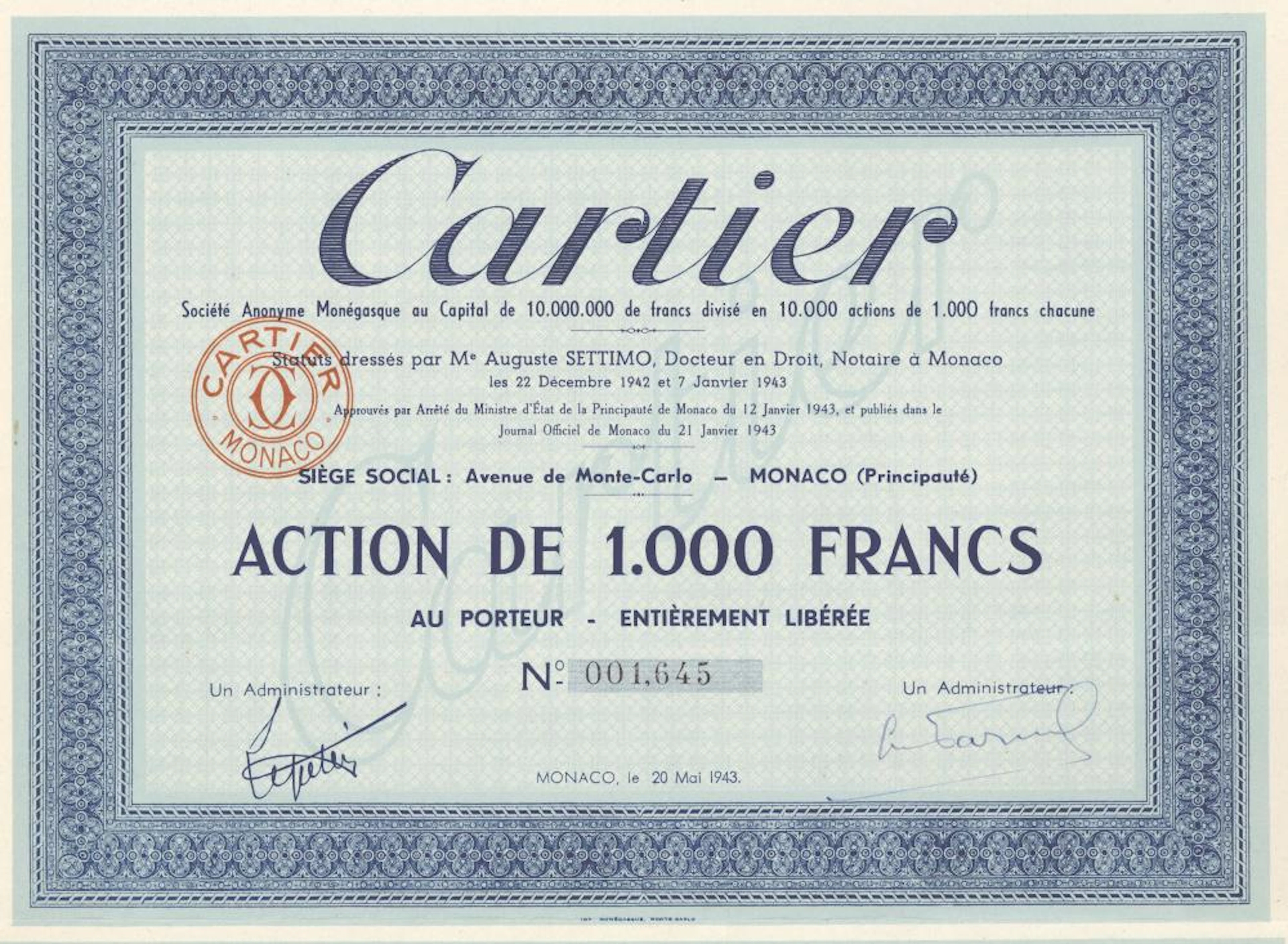 CARTIER S.A. MONEGASQUE